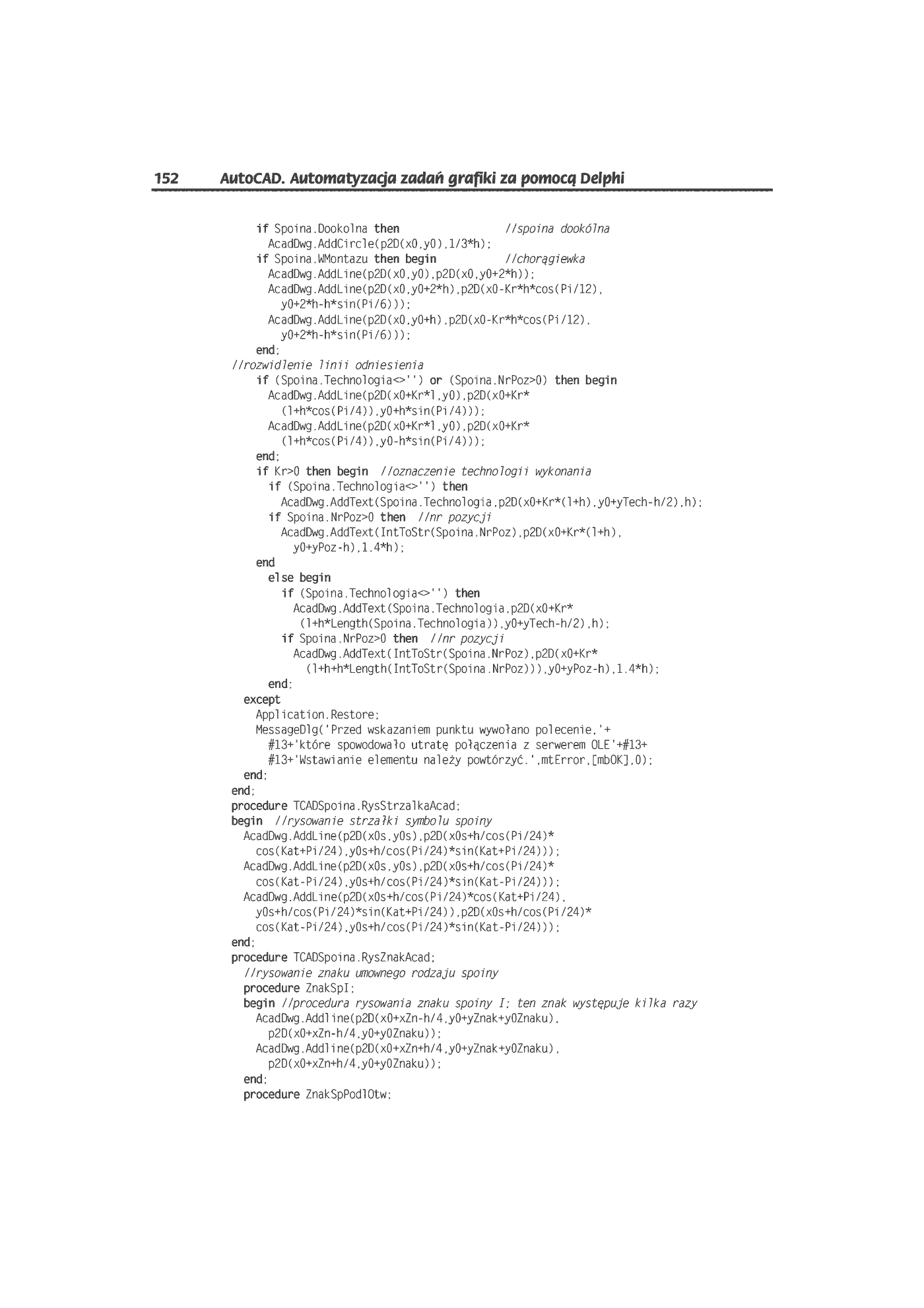 Fragment „AutoCAD. Automatyzacja zadań grafiki za pomocą Delphi” — strona 17 z 44