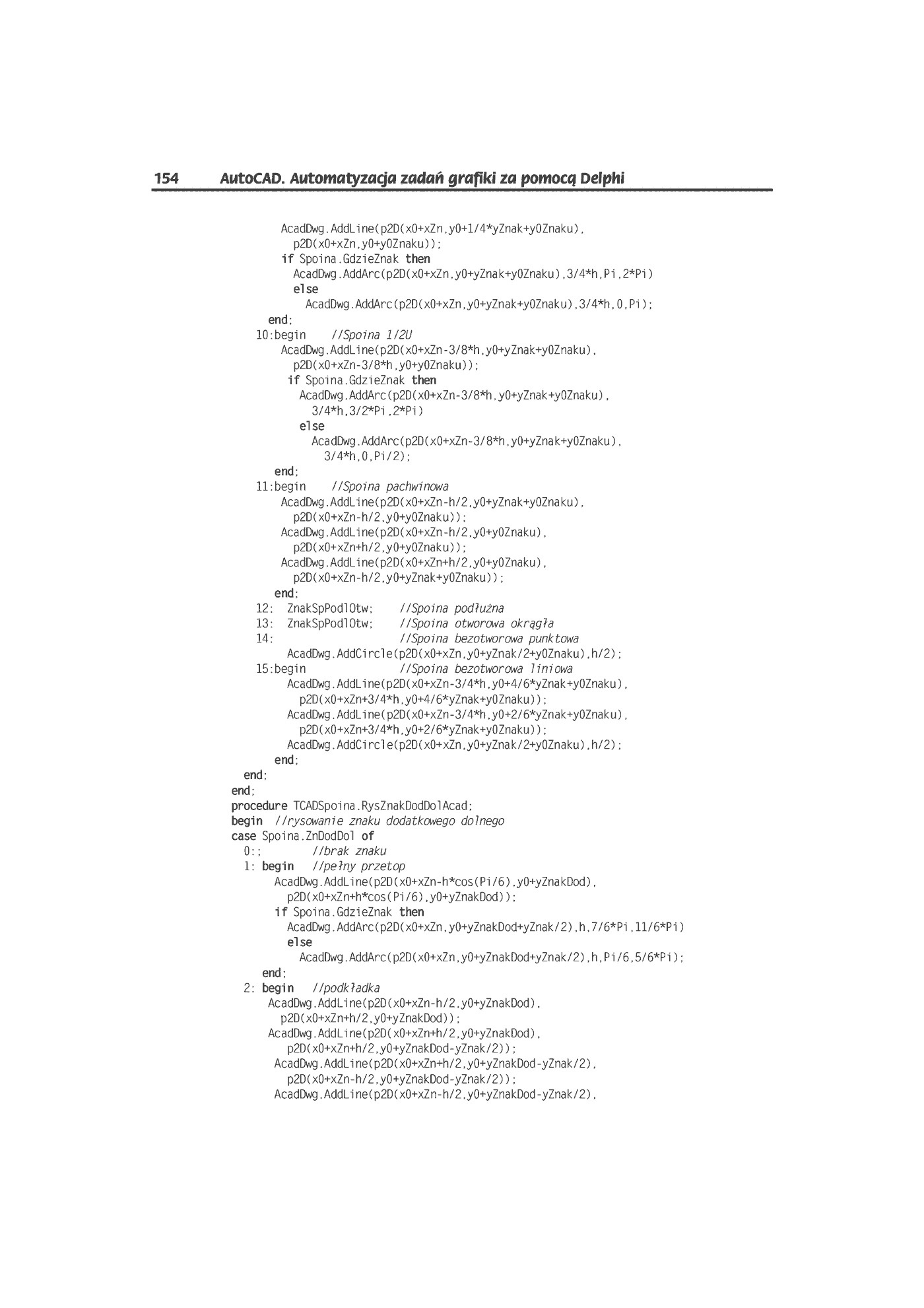 Fragment „AutoCAD. Automatyzacja zadań grafiki za pomocą Delphi” — strona 19 z 44
