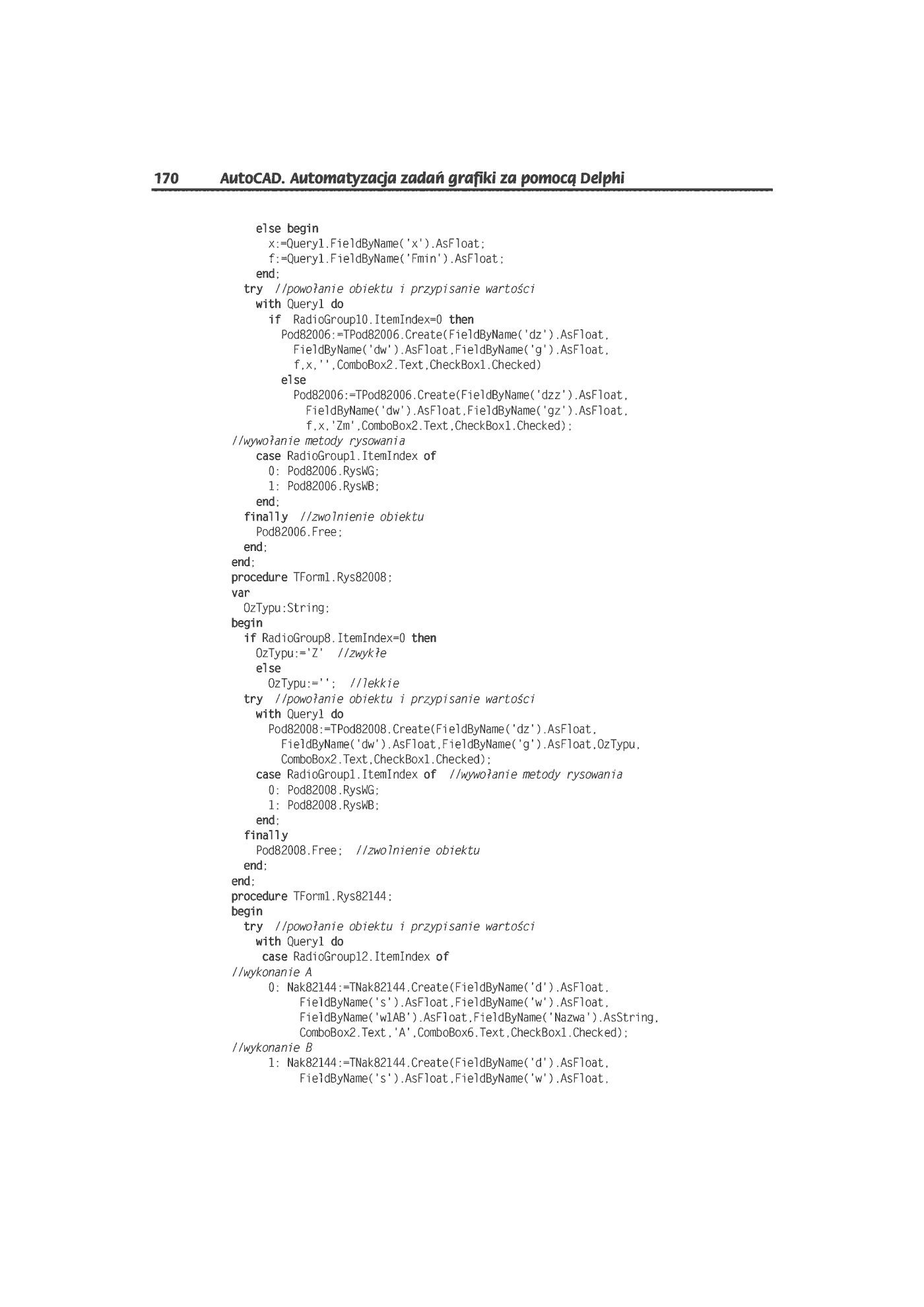 Fragment „AutoCAD. Automatyzacja zadań grafiki za pomocą Delphi” — strona 35 z 44