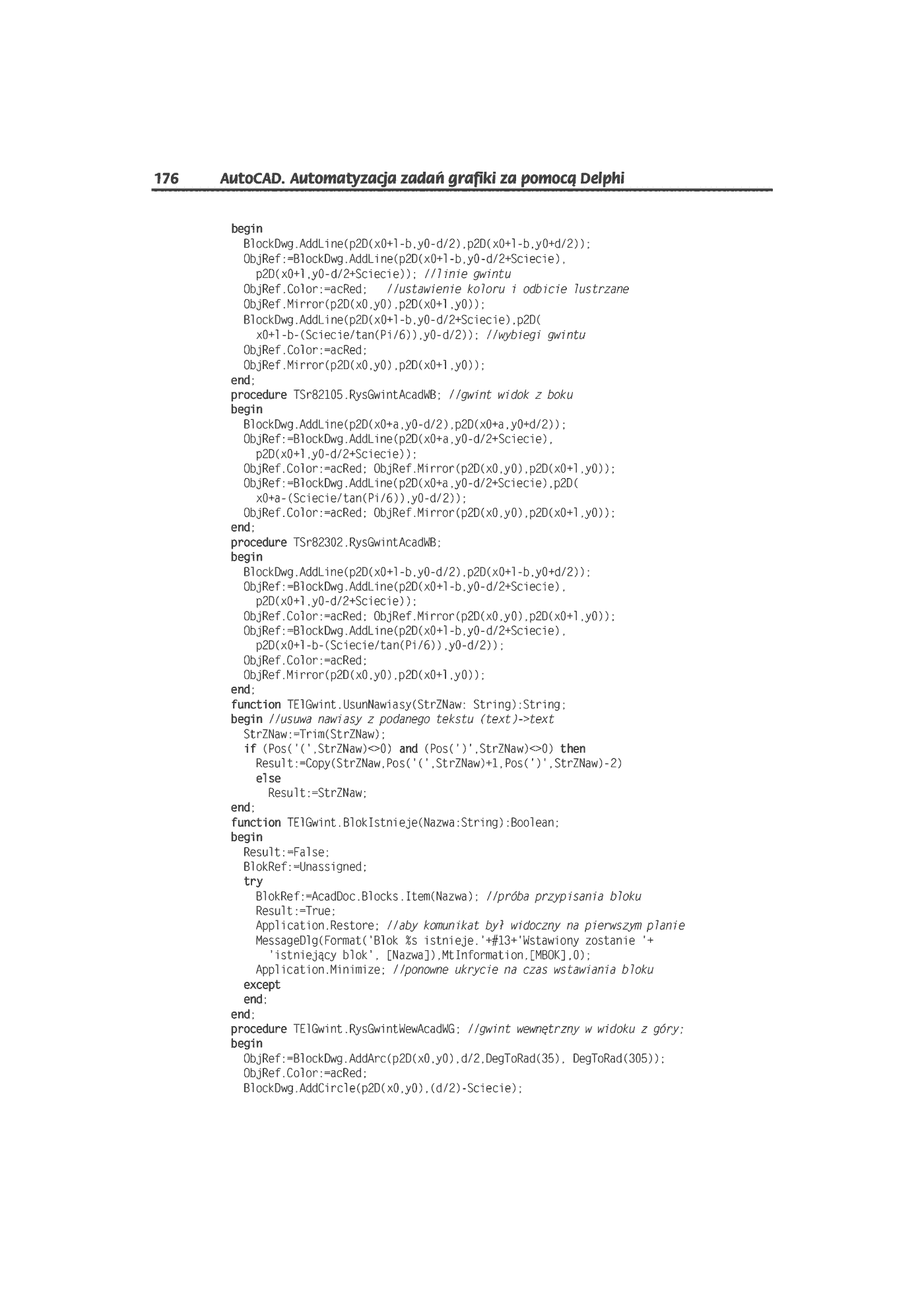 Fragment „AutoCAD. Automatyzacja zadań grafiki za pomocą Delphi” — strona 41 z 44