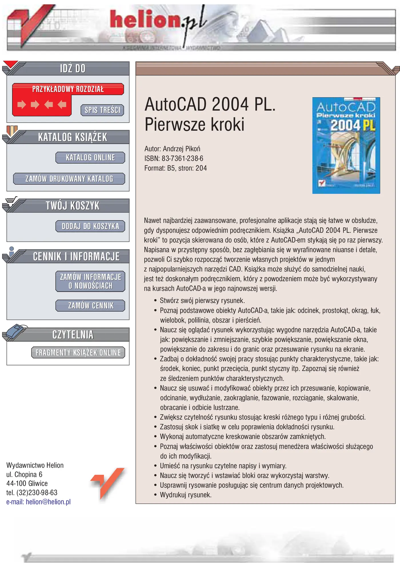 Fragment „AutoCAD 2004 PL. Pierwsze kroki” — strona 1 z 16