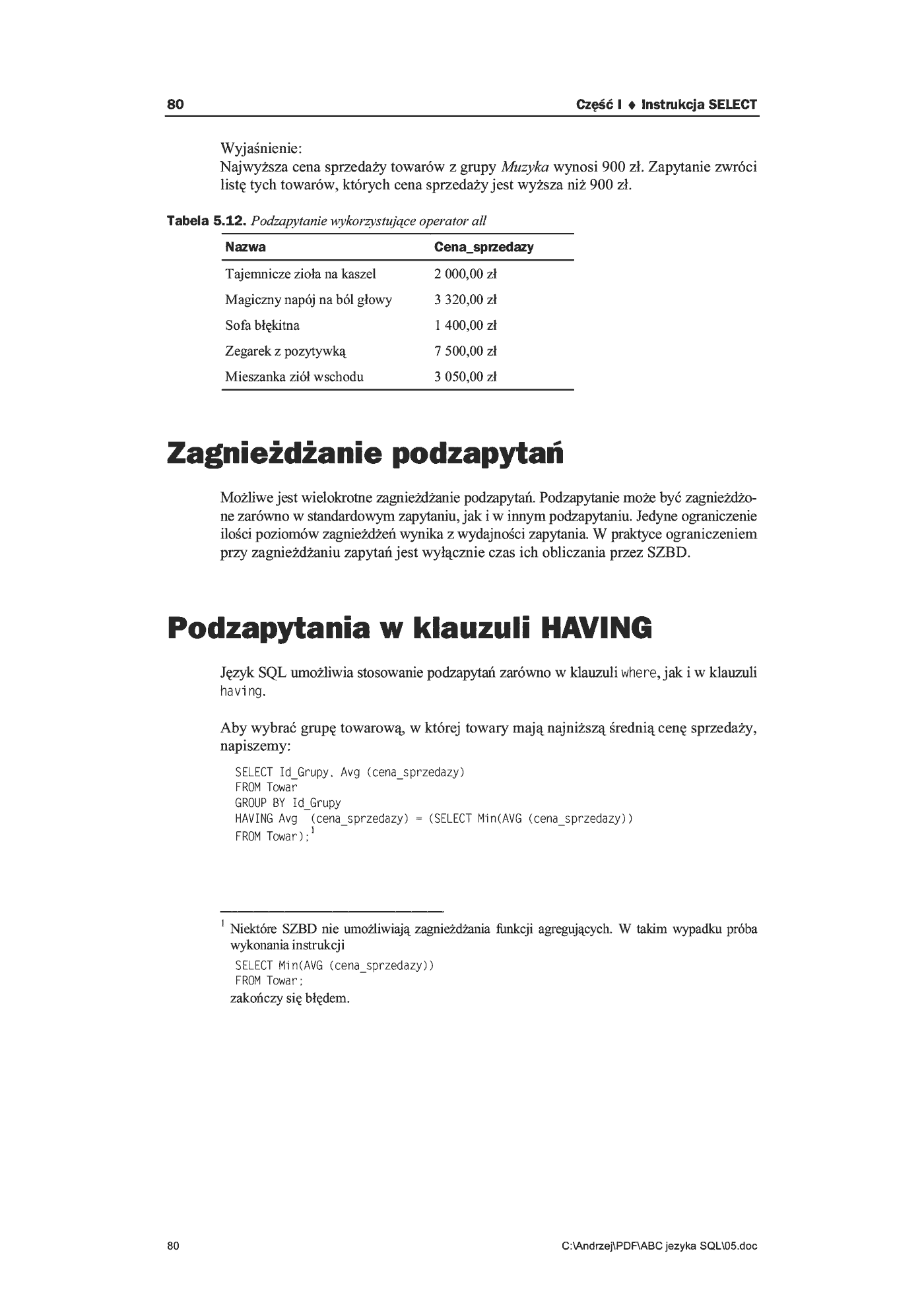 Fragment „ABC języka SQL” — strona 16 z 17