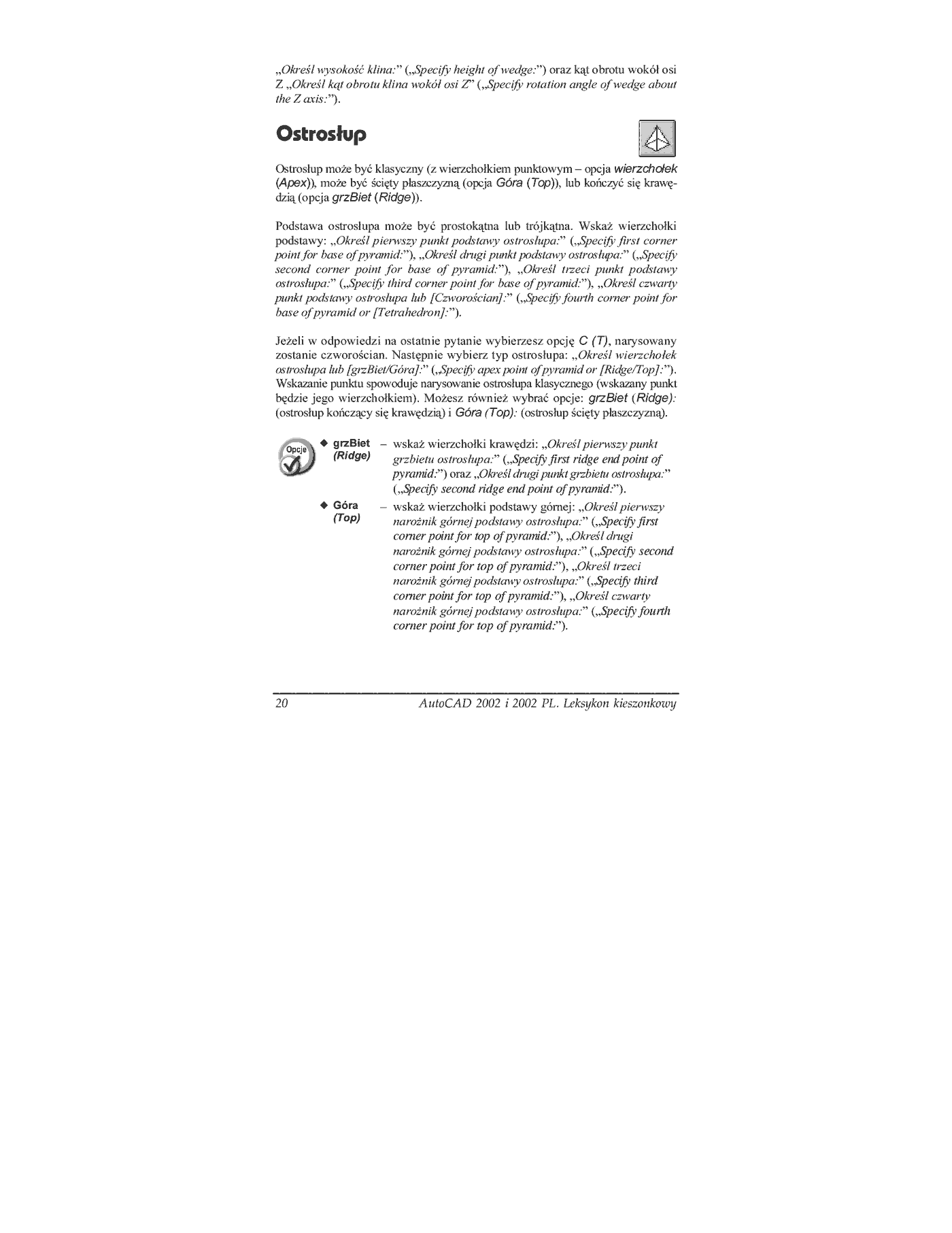 Fragment „AutoCAD 2002 i 2002 PL. Leksykon kieszonkowy” — strona 19 z 28