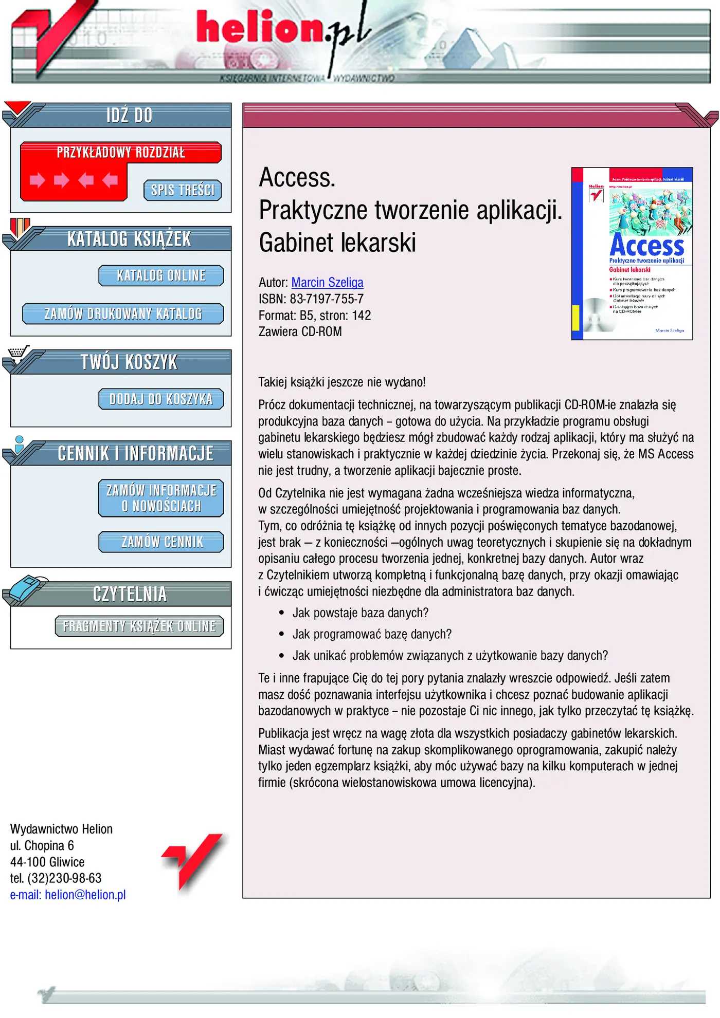 Fragment „Access. Praktyczne tworzenie aplikacji. Gabinet lekarski” — strona 1 z 14