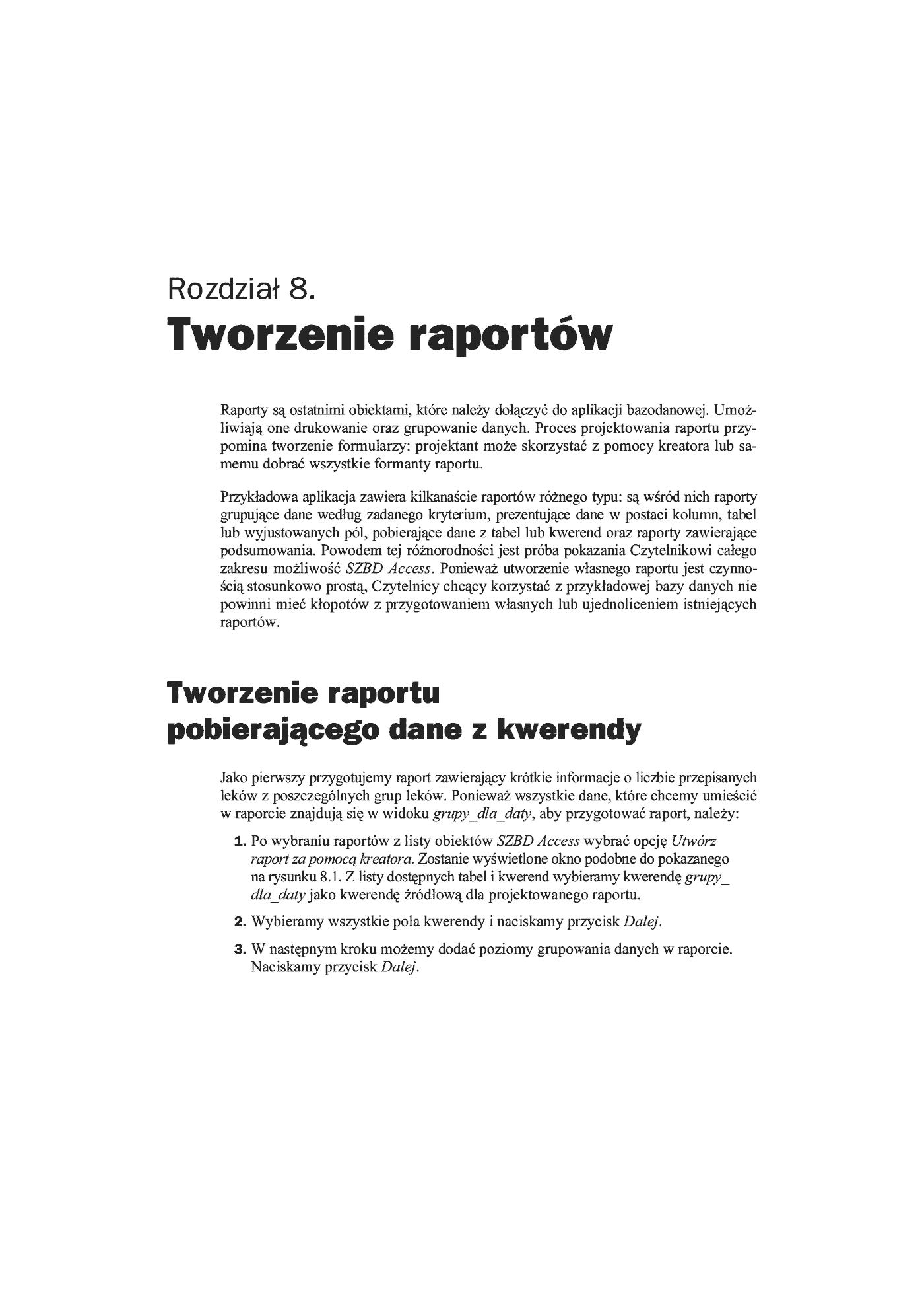 Fragment „Access. Praktyczne tworzenie aplikacji. Gabinet lekarski” — strona 5 z 14