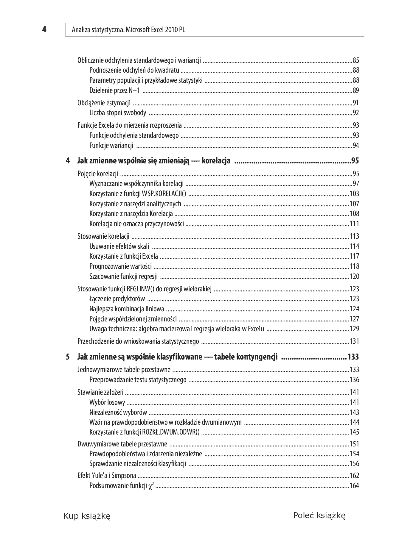 Fragment „Analiza statystyczna. Microsoft Excel 2010 PL” — strona 4 z 50