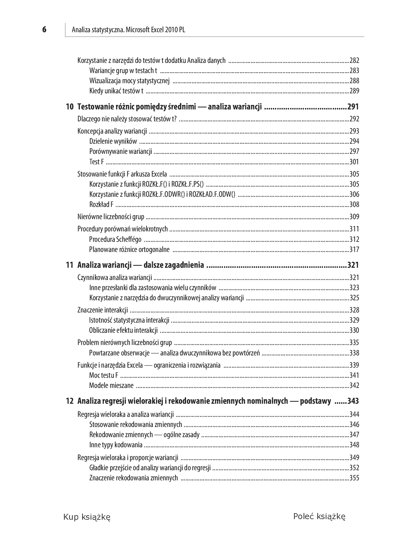 Fragment „Analiza statystyczna. Microsoft Excel 2010 PL” — strona 6 z 50