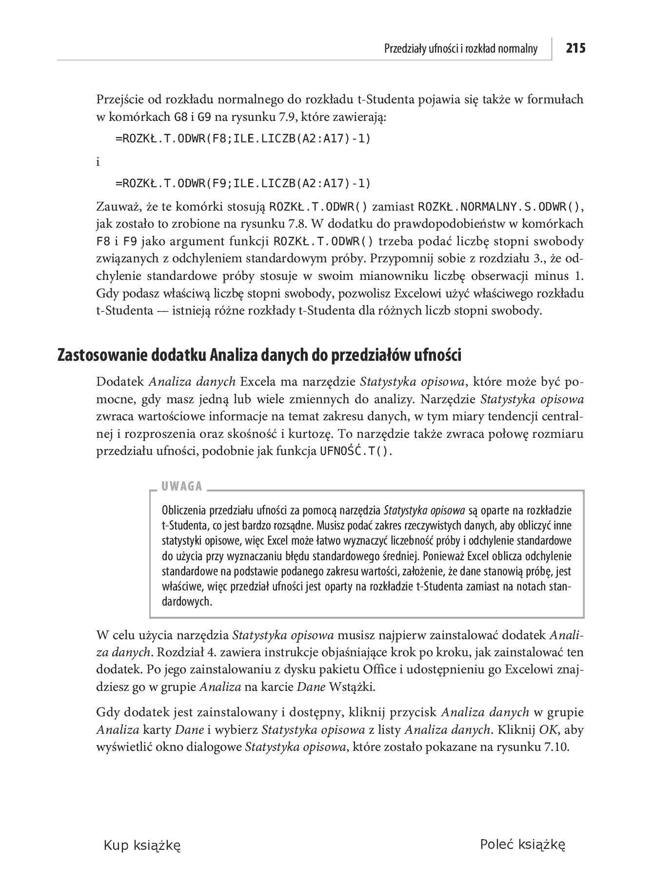 Fragment „Analiza statystyczna. Microsoft Excel 2010 PL” — strona 31 z 50