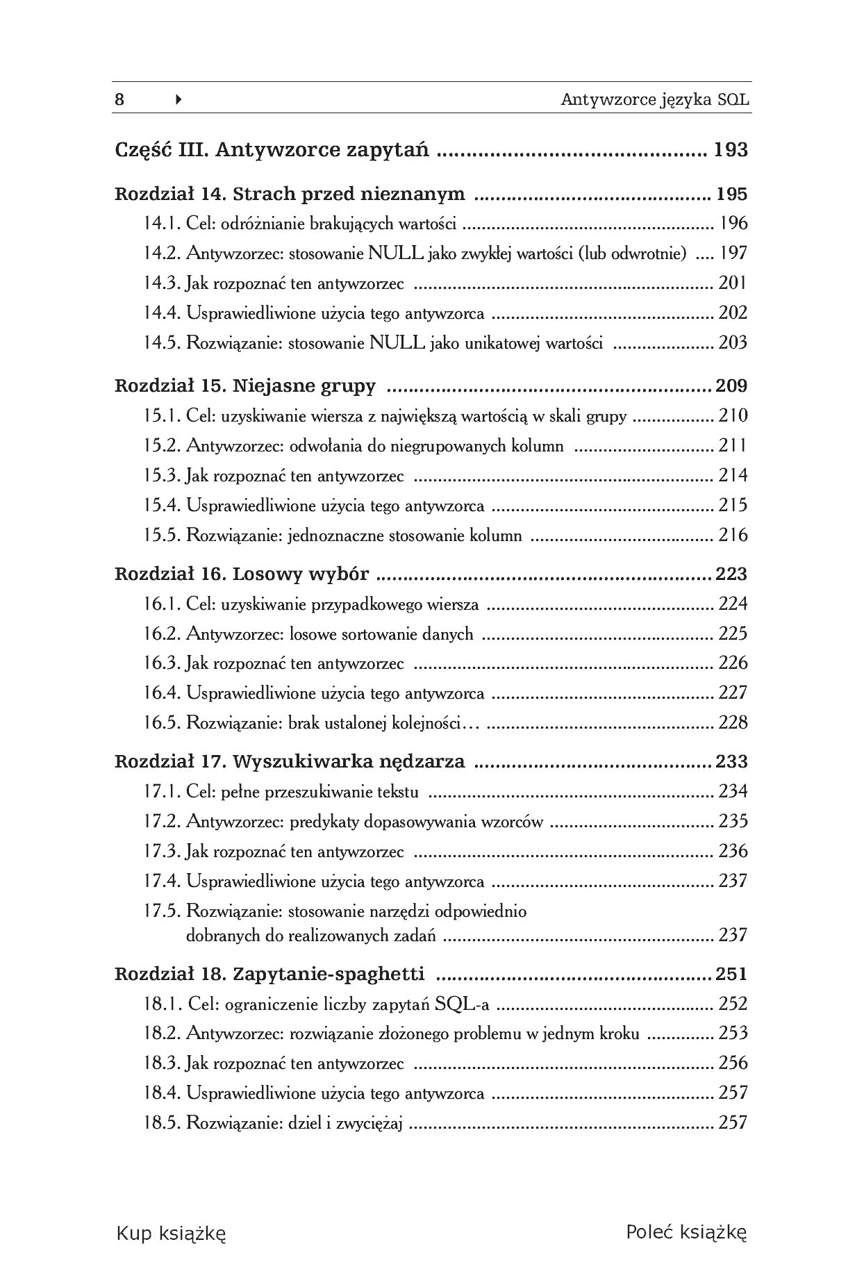 Fragment „Antywzorce języka SQL. Jak unikać pułapek podczas programowania baz danych” — strona 6 z 30