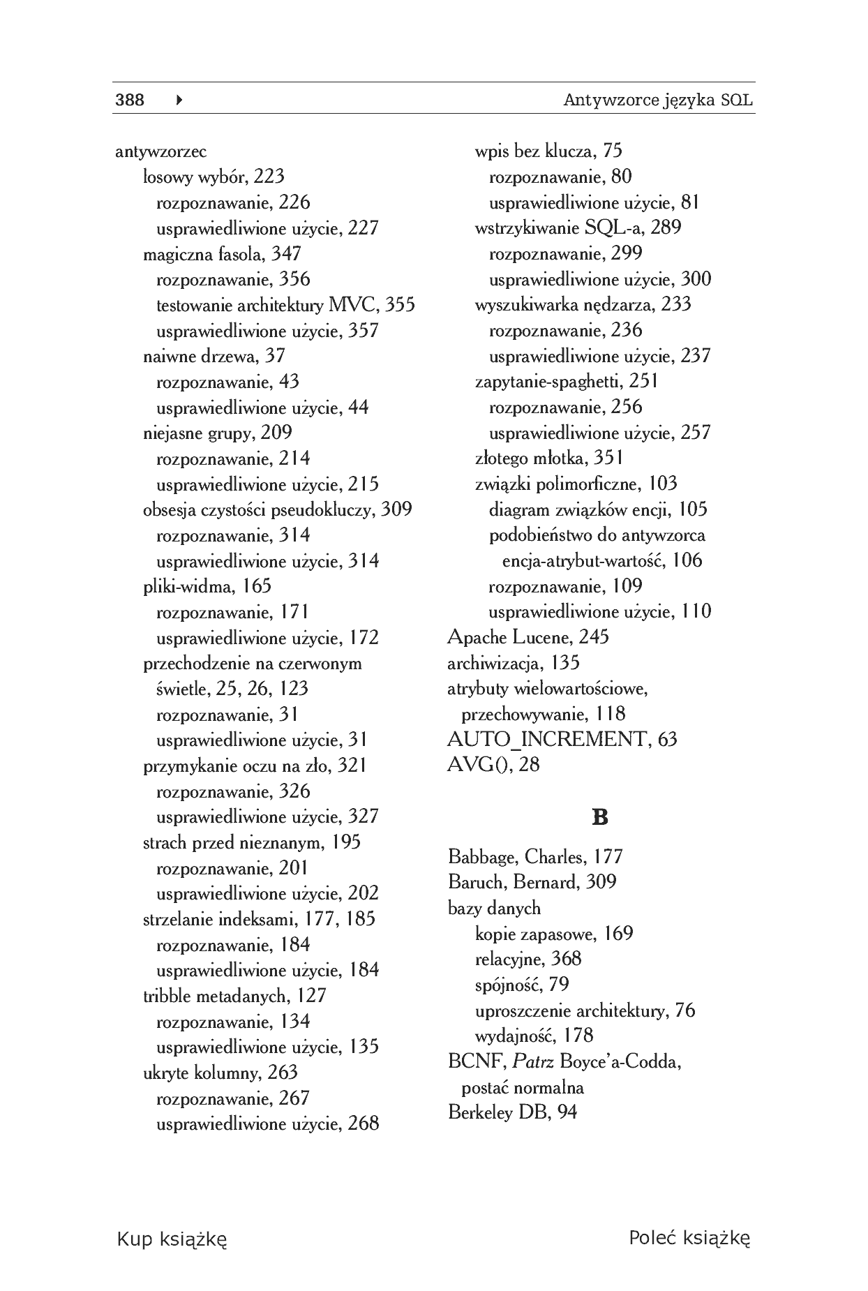 Fragment „Antywzorce języka SQL. Jak unikać pułapek podczas programowania baz danych” — strona 20 z 30