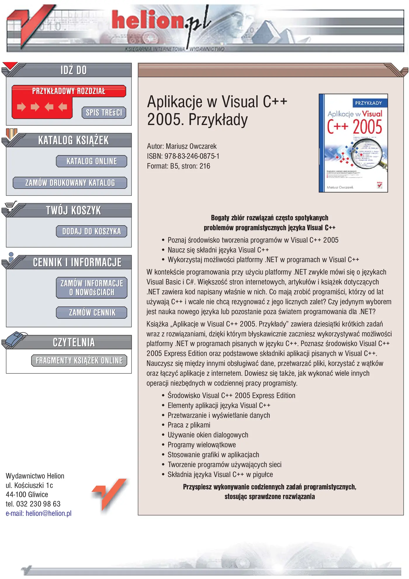 Fragment „Aplikacje w Visual C++ 2005. Przykłady” — strona 1 z 18