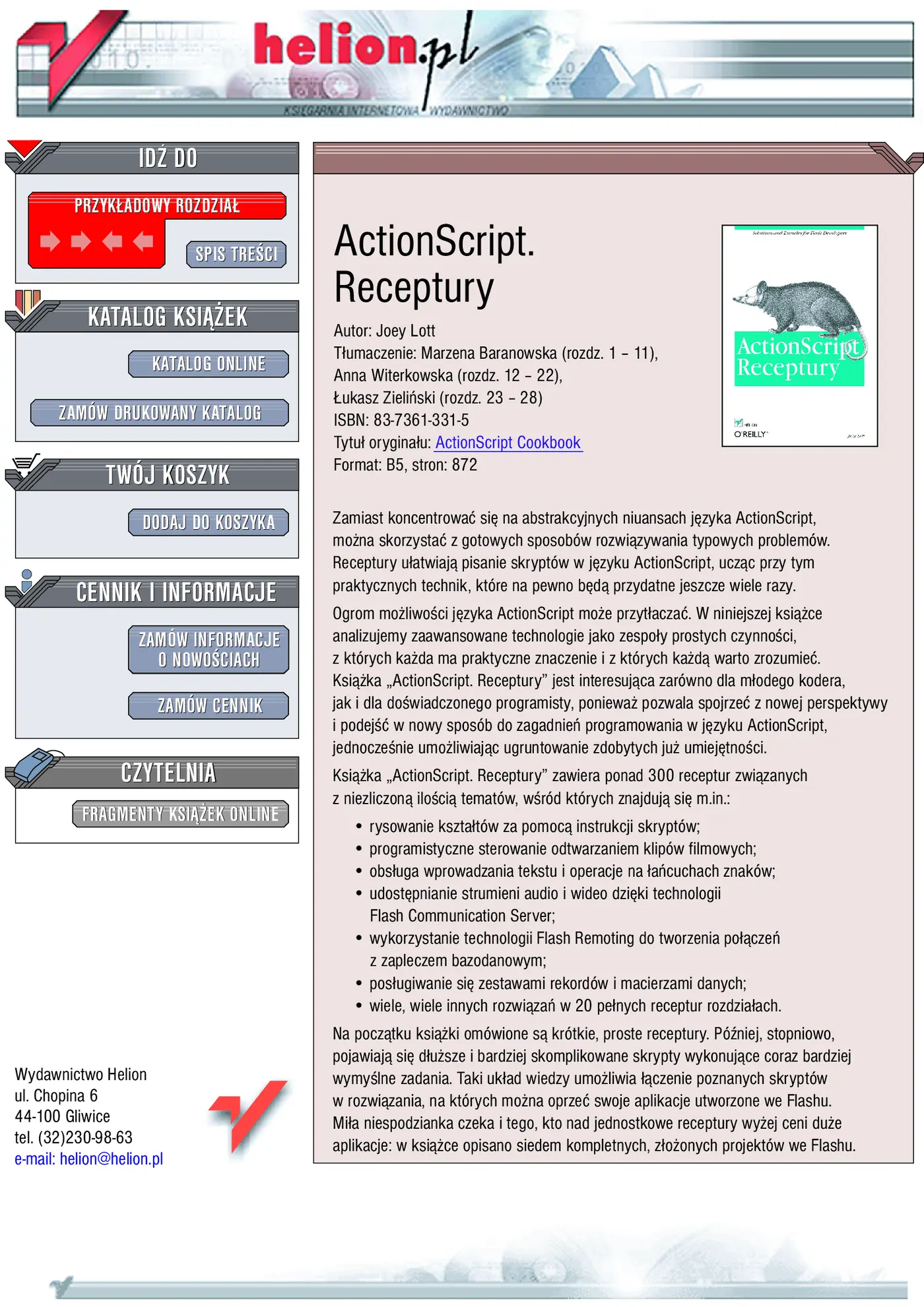 Fragment „ActionScript. Receptury” — strona 1 z 35