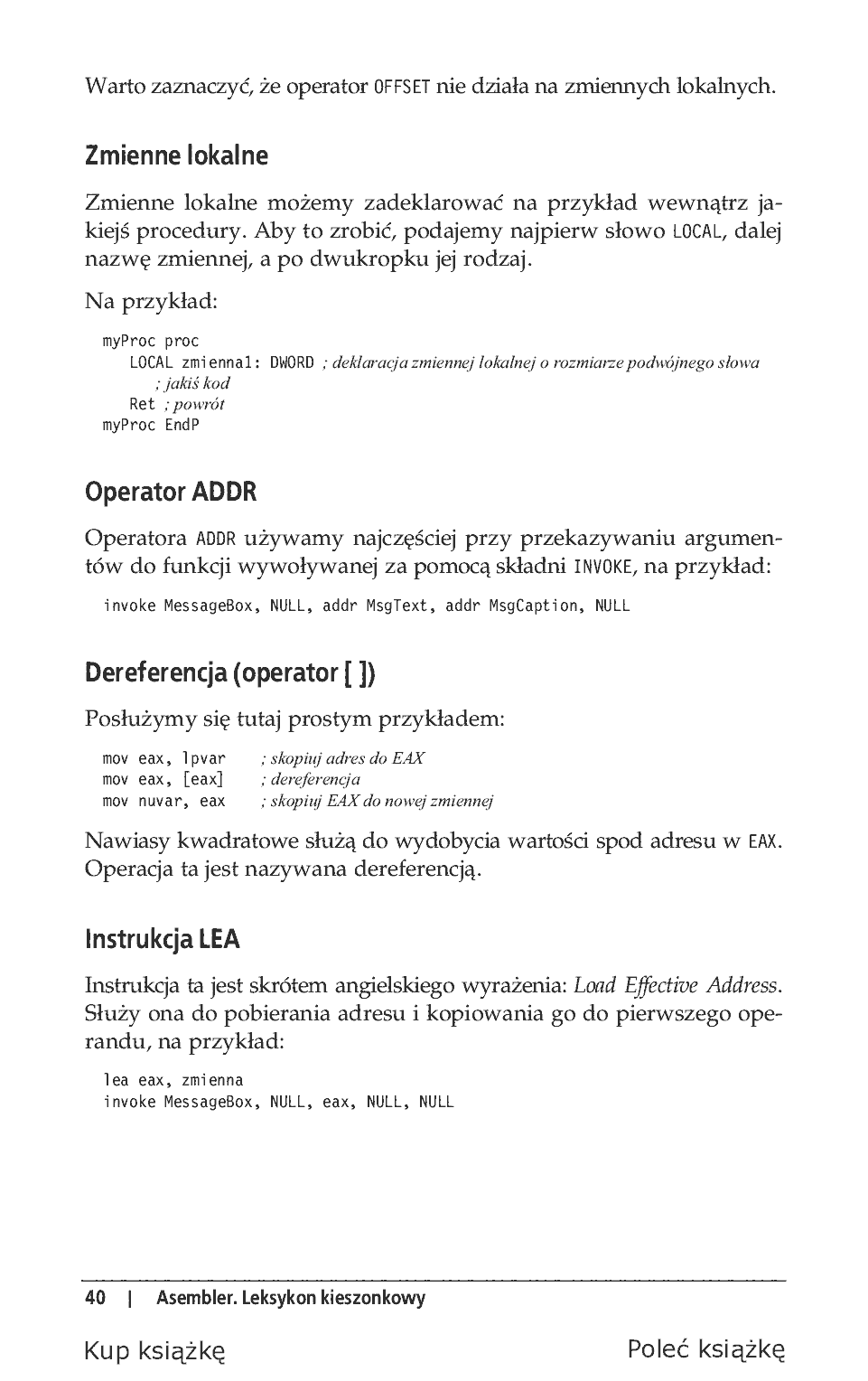 Fragment „Asembler. Leksykon kieszonkowy” — strona 8 z 21