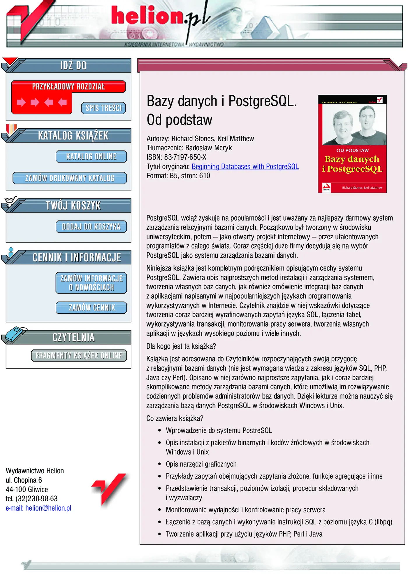 Fragment „Bazy danych i PostgreSQL. Od podstaw” — strona 1 z 39