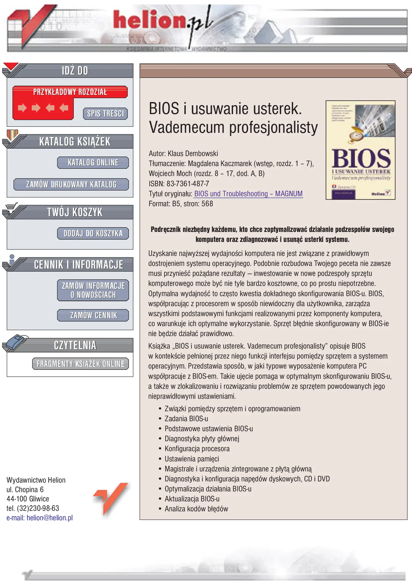 Fragment „BIOS i usuwanie usterek. Vademecum profesjonalisty” — strona 1 z 18
