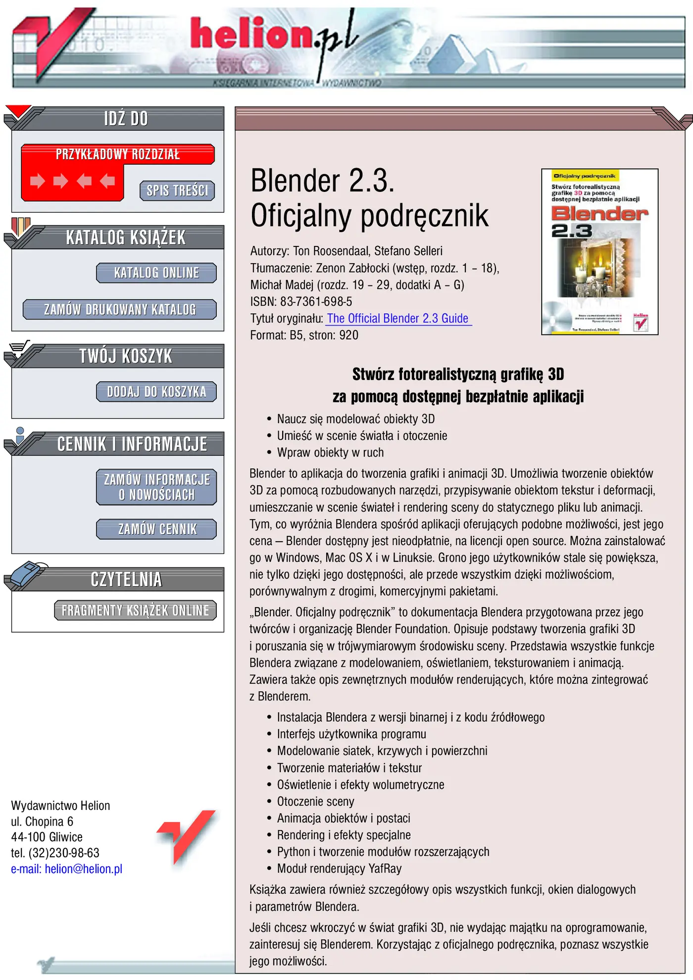 Fragment „Blender 2.3. Oficjalny podręcznik” — strona 1 z 34