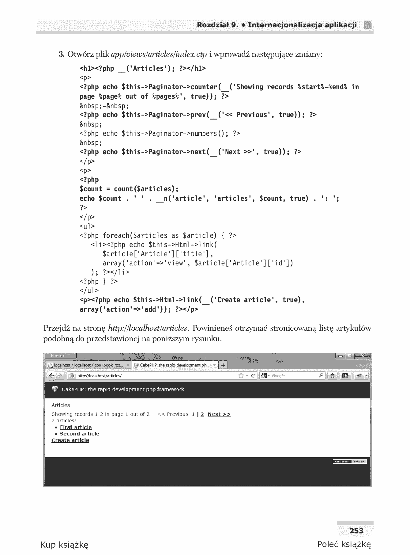 Fragment „CakePHP 1.3. Programowanie aplikacji. Receptury” — strona 10 z 35