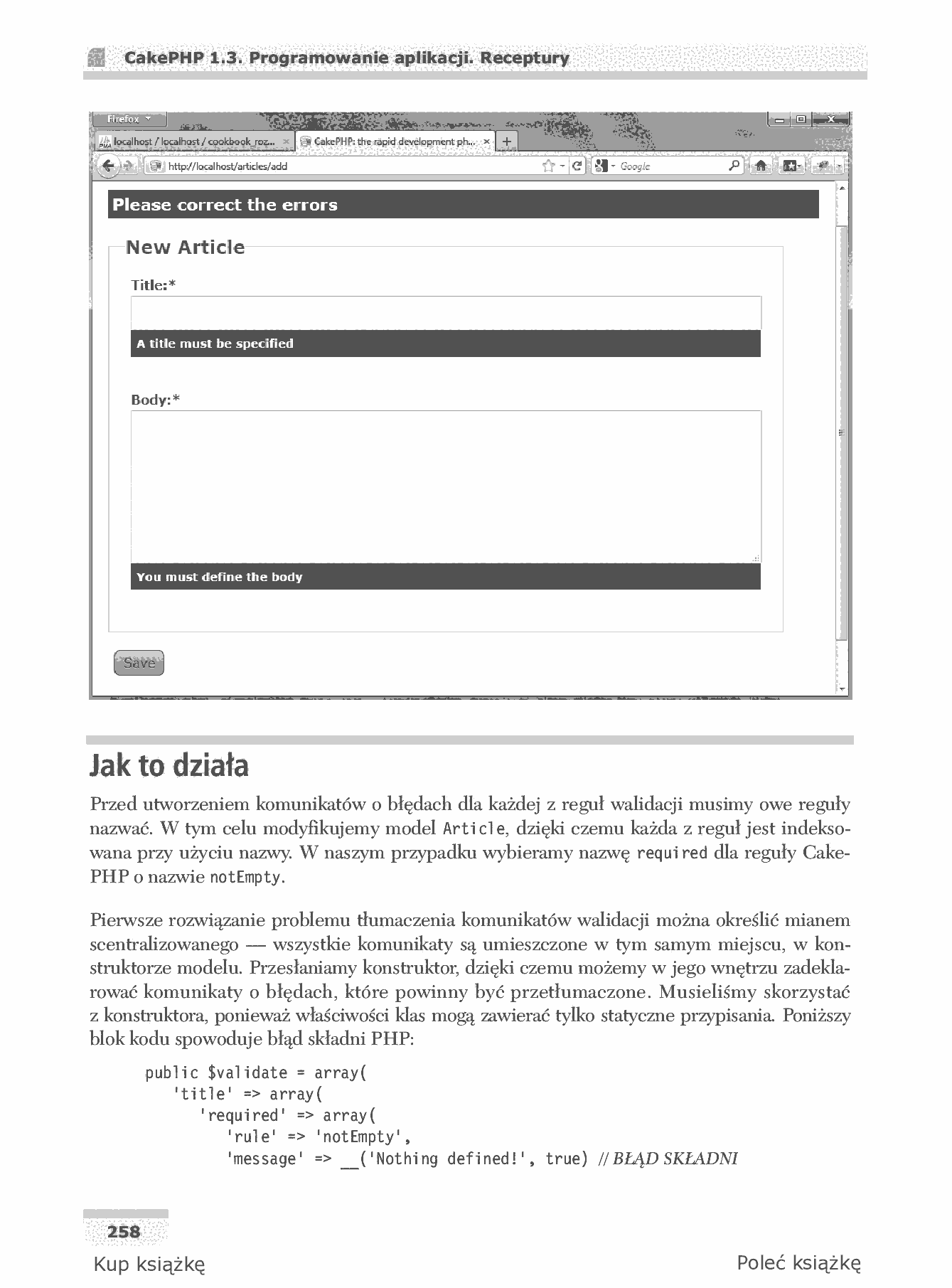 Fragment „CakePHP 1.3. Programowanie aplikacji. Receptury” — strona 15 z 35