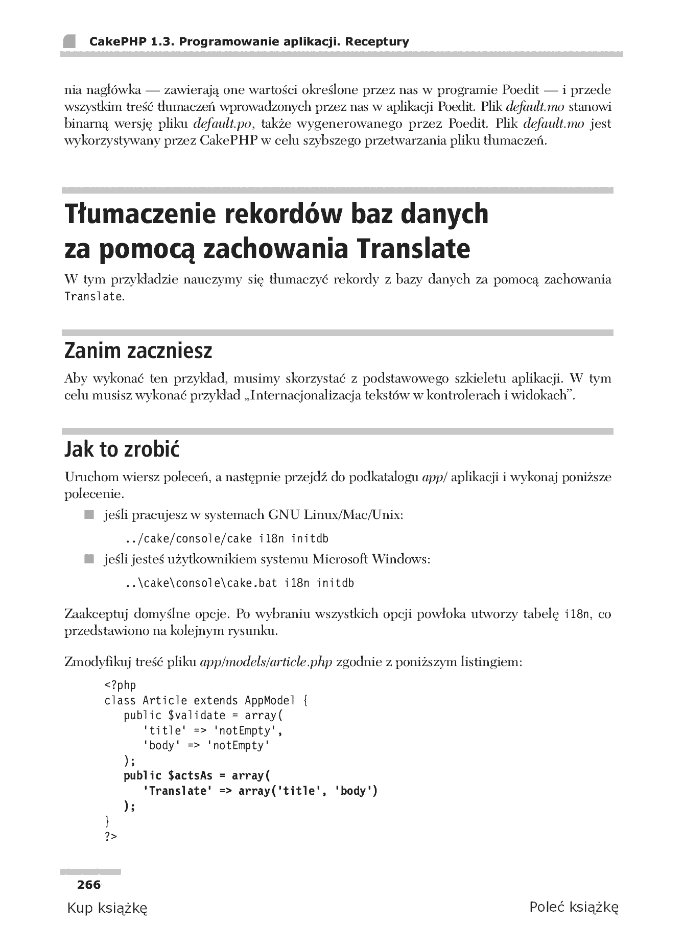 Fragment „CakePHP 1.3. Programowanie aplikacji. Receptury” — strona 23 z 35