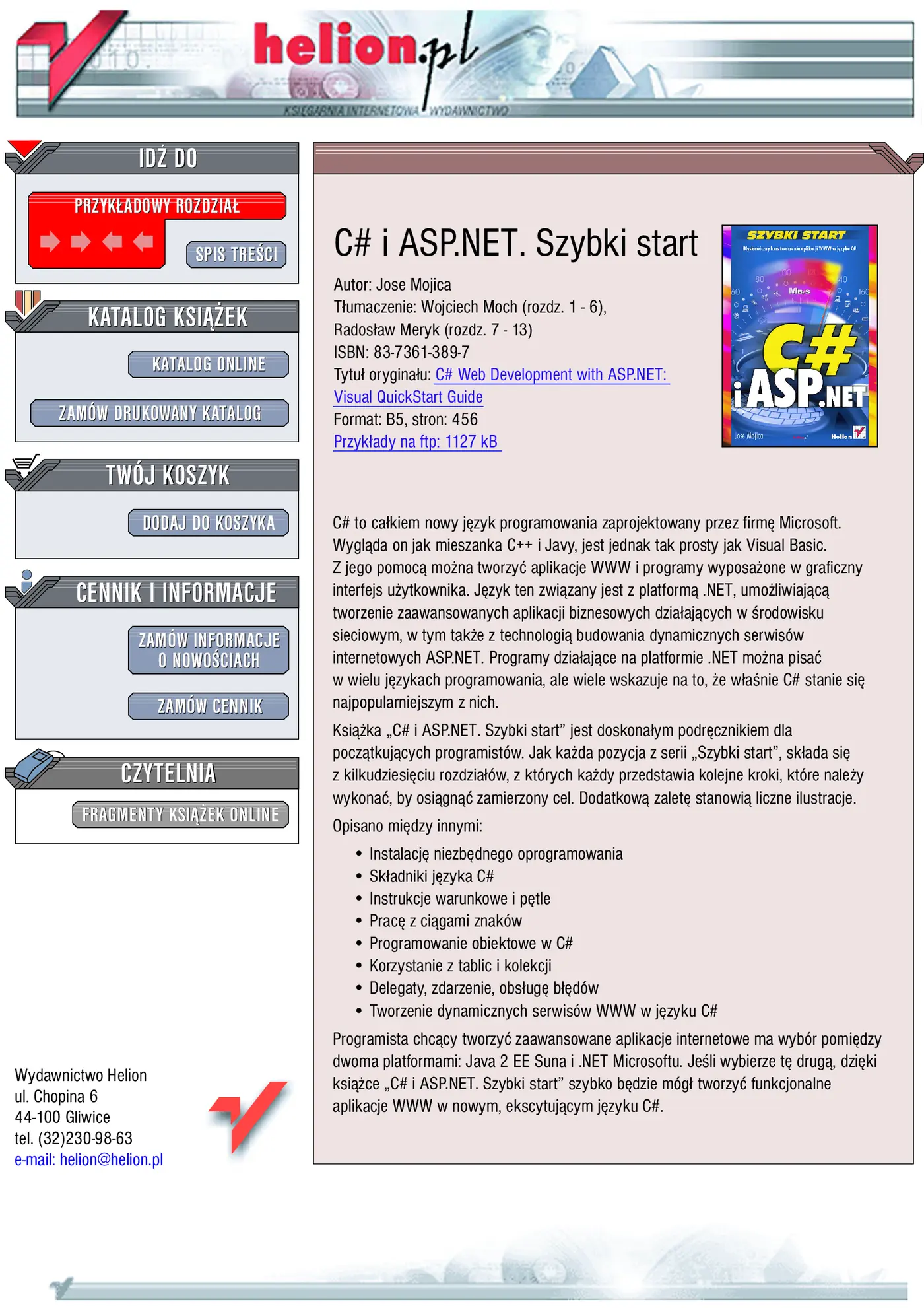 Fragment „C# i ASP.NET. Szybki start” — strona 1 z 37