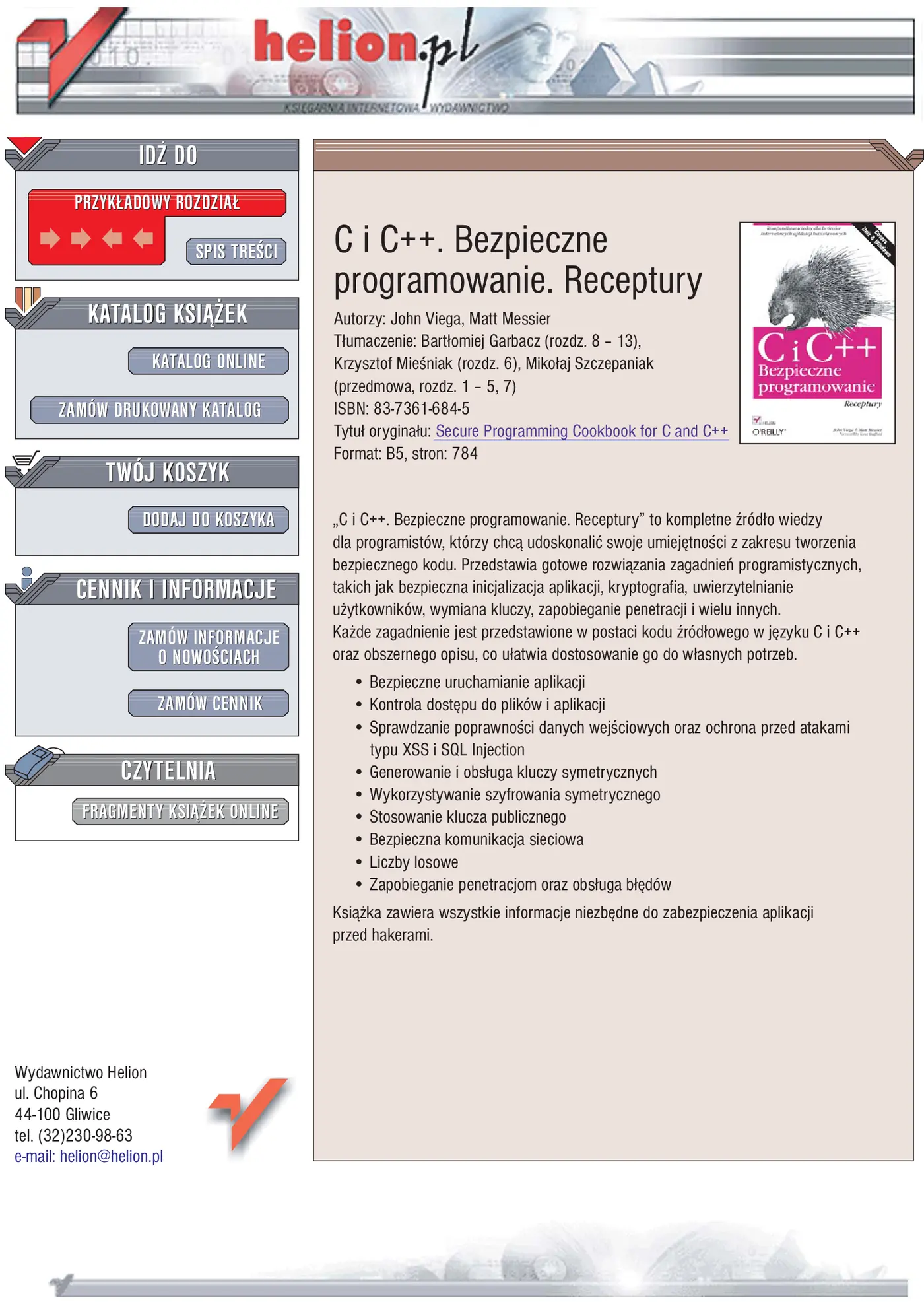 Fragment „C i C++. Bezpieczne programowanie. Receptury” — strona 1 z 51