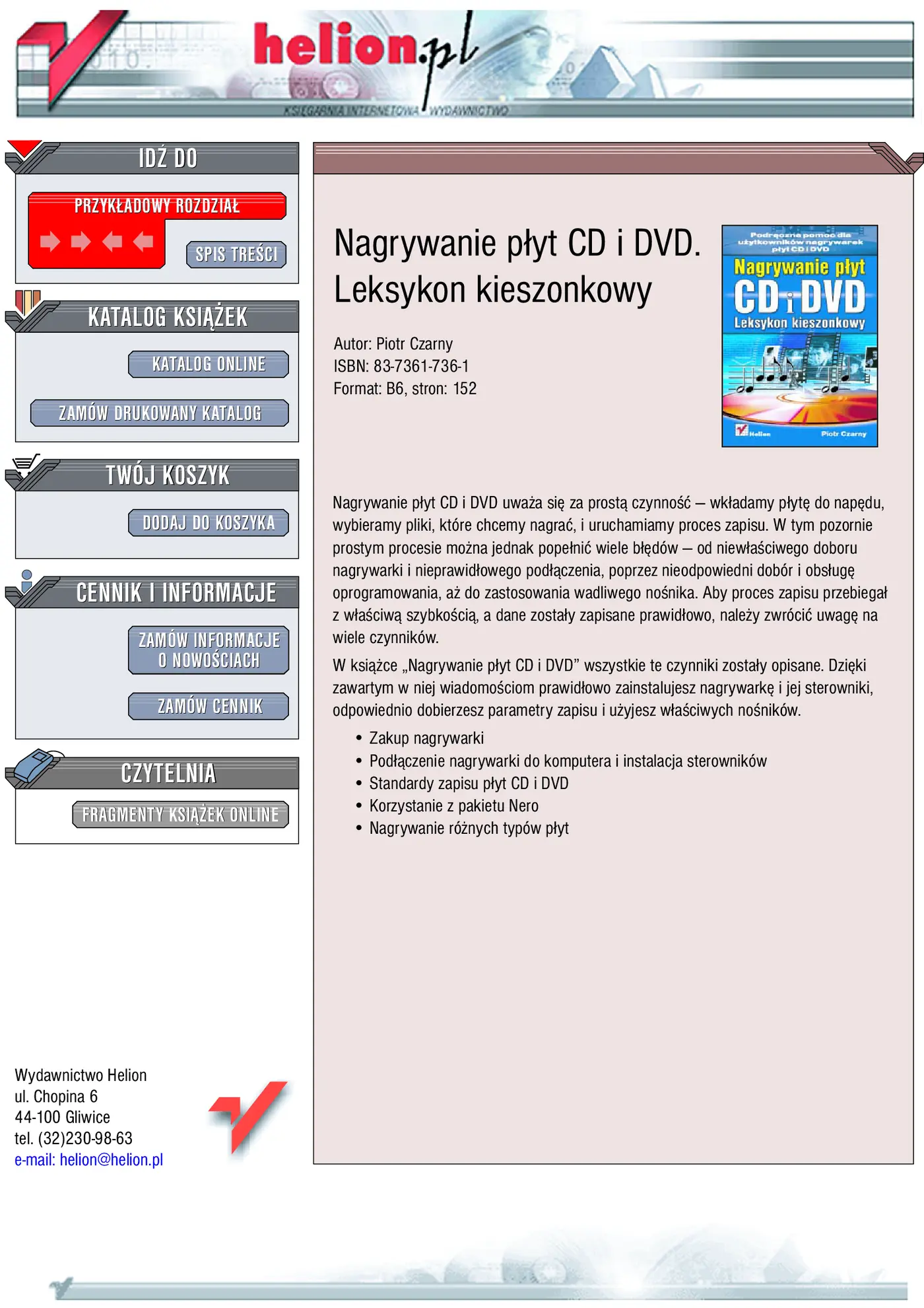 Fragment „Nagrywanie płyt CD i DVD. Leksykon kieszonkowy” — strona 1 z 21