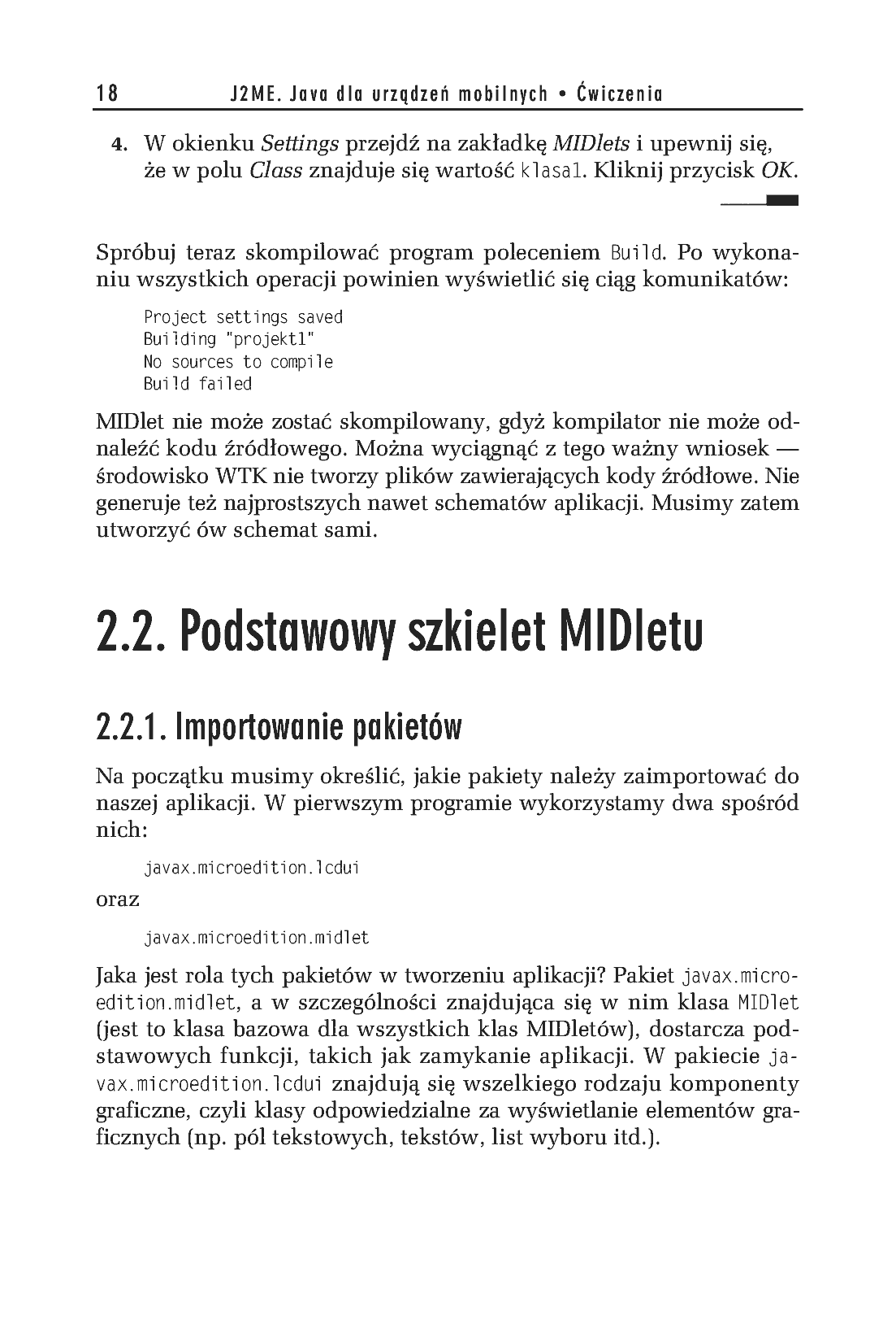 Fragment „J2ME. Java dla urządzeń mobilnych. Ćwiczenia” — strona 6 z 14