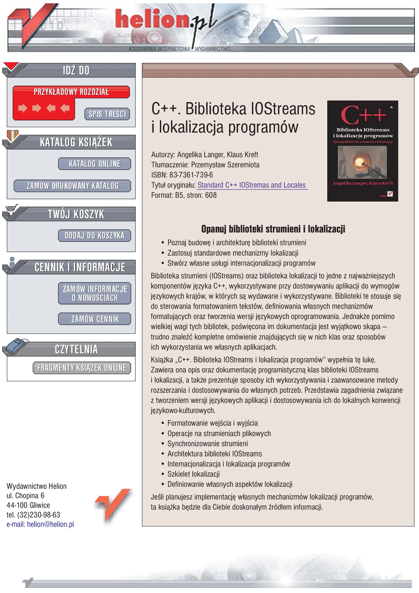 Fragment „C++. Biblioteka IOStreams i lokalizacja programów” — strona 1 z 22