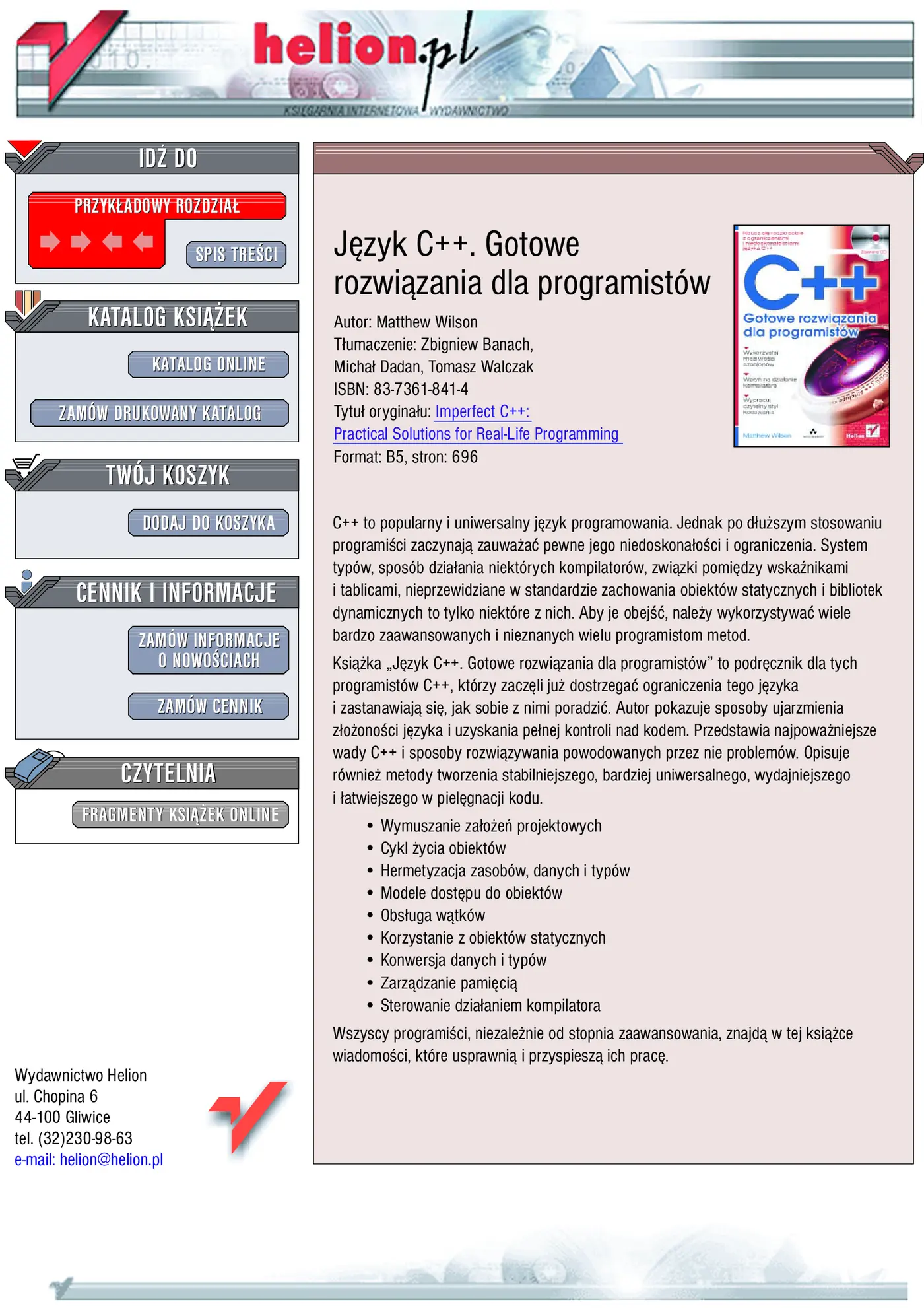 Fragment „Język C++. Gotowe rozwiązania dla programistów” — strona 1 z 22