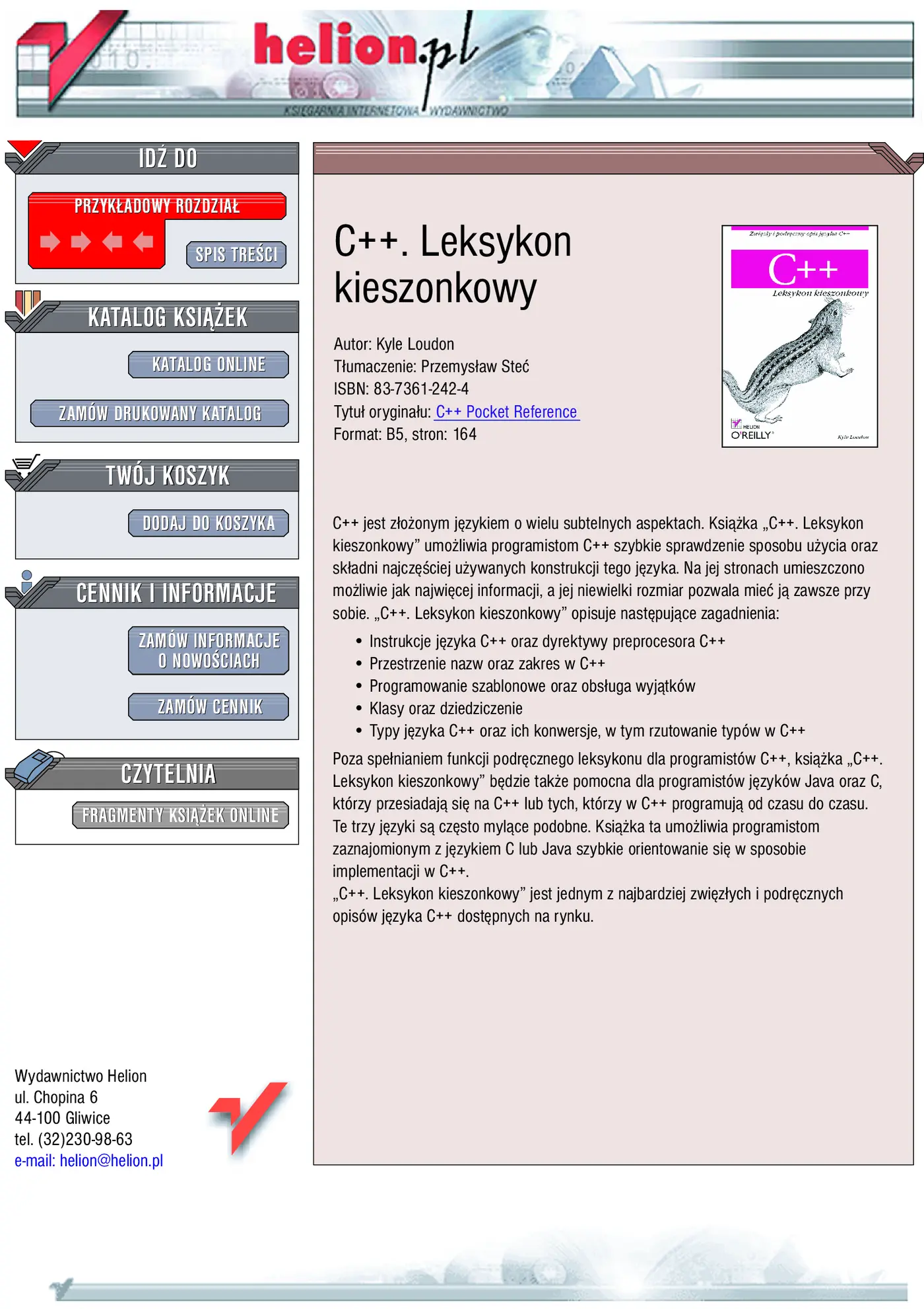 Fragment „C++. Leksykon kieszonkowy” — strona 1 z 19
