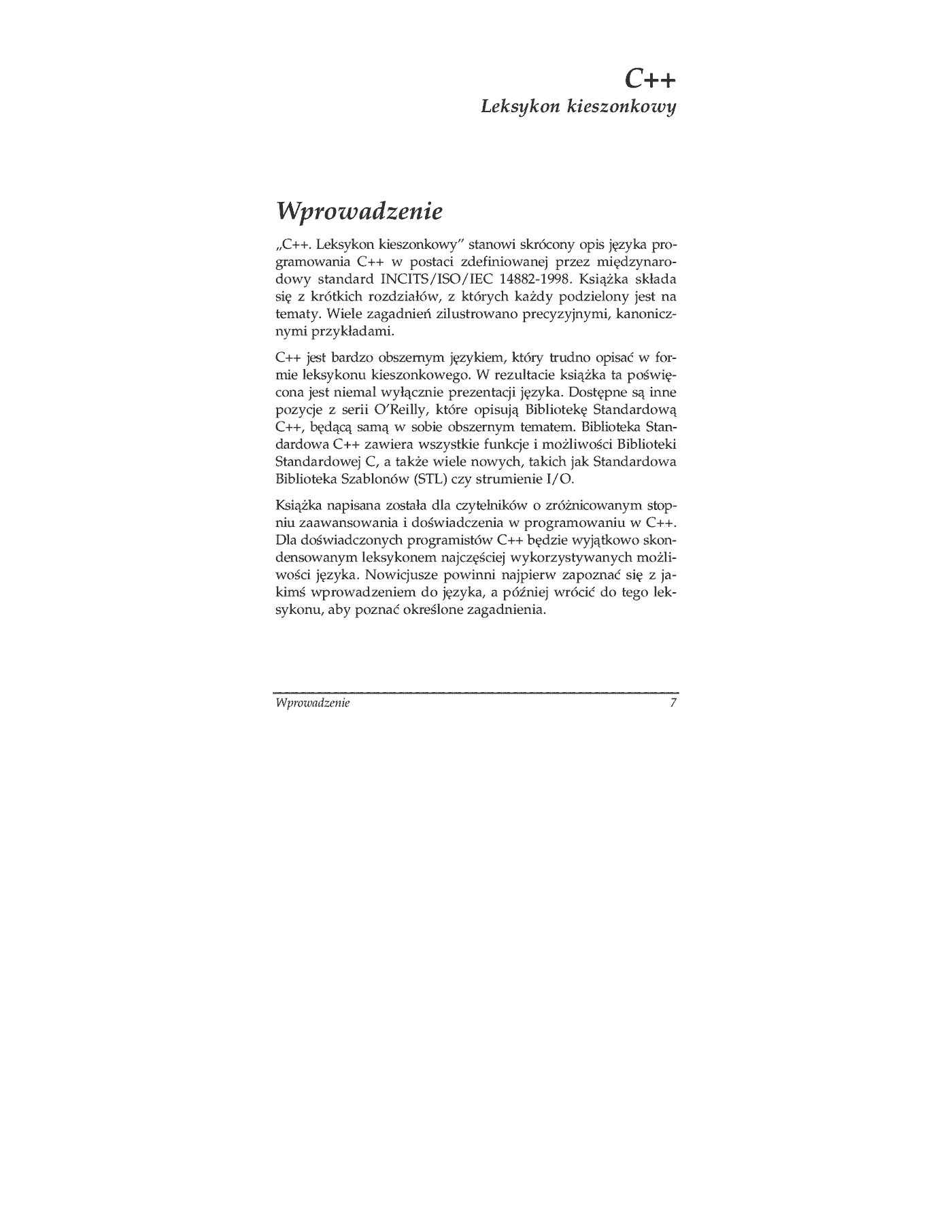 Fragment „C++. Leksykon kieszonkowy” — strona 6 z 19