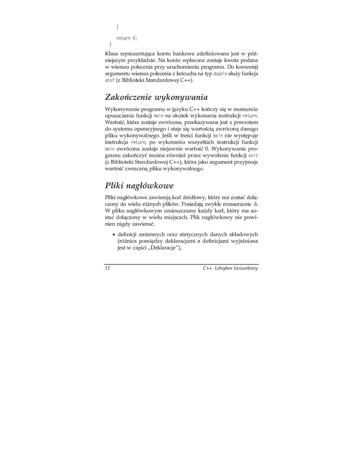 Fragment „C++. Leksykon kieszonkowy” — strona 11 z 19