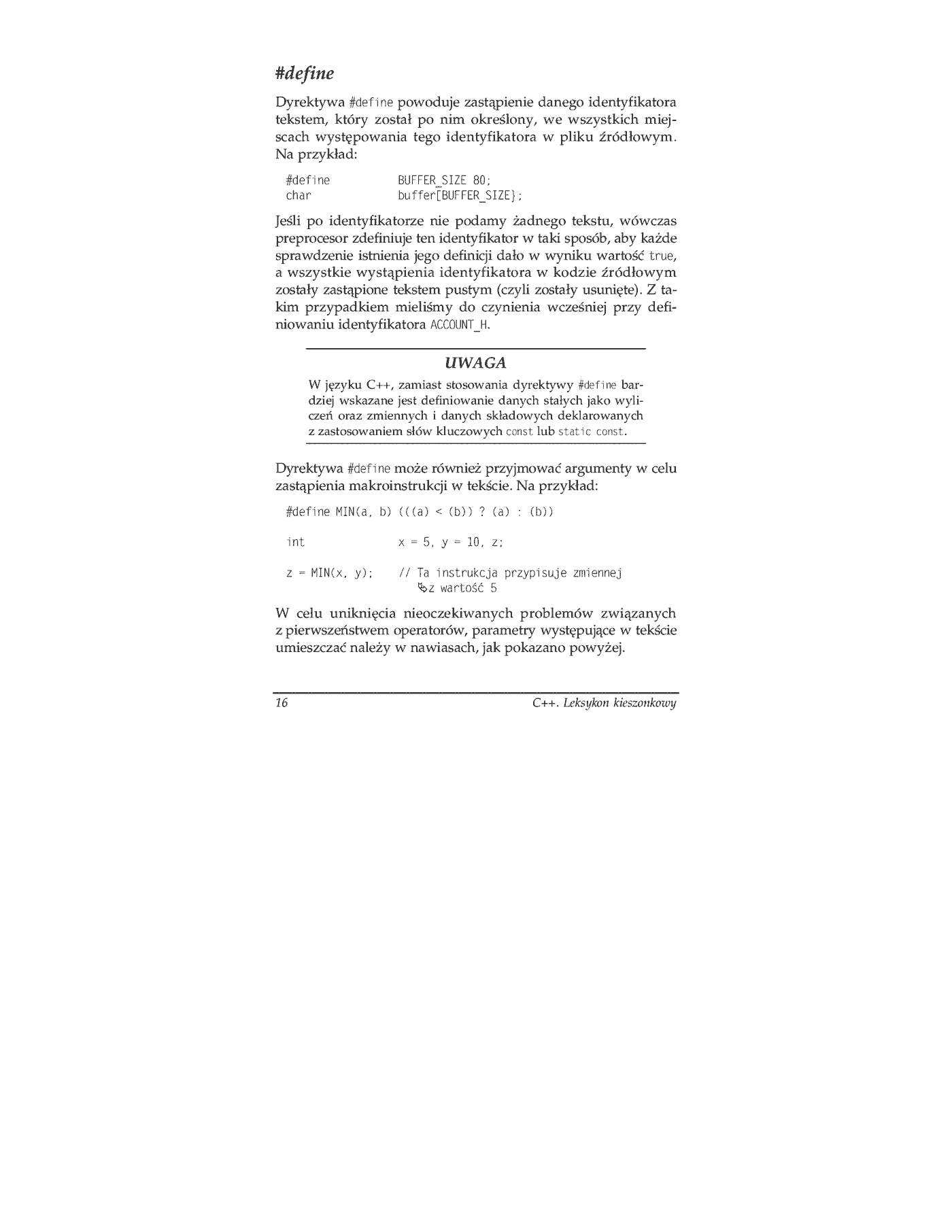 Fragment „C++. Leksykon kieszonkowy” — strona 15 z 19
