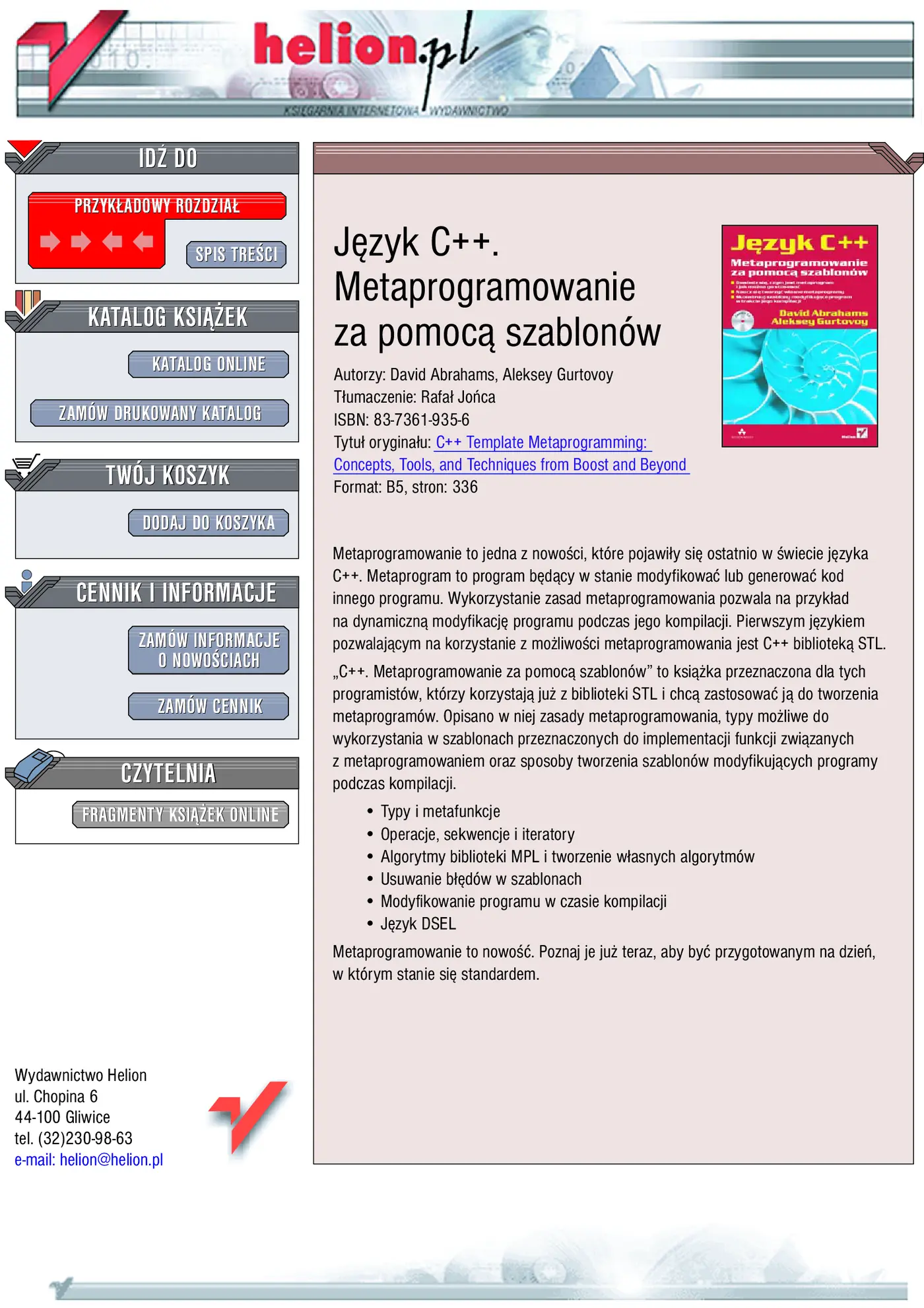 Fragment „Język C++. Metaprogramowanie za pomocą szablonów” — strona 1 z 13