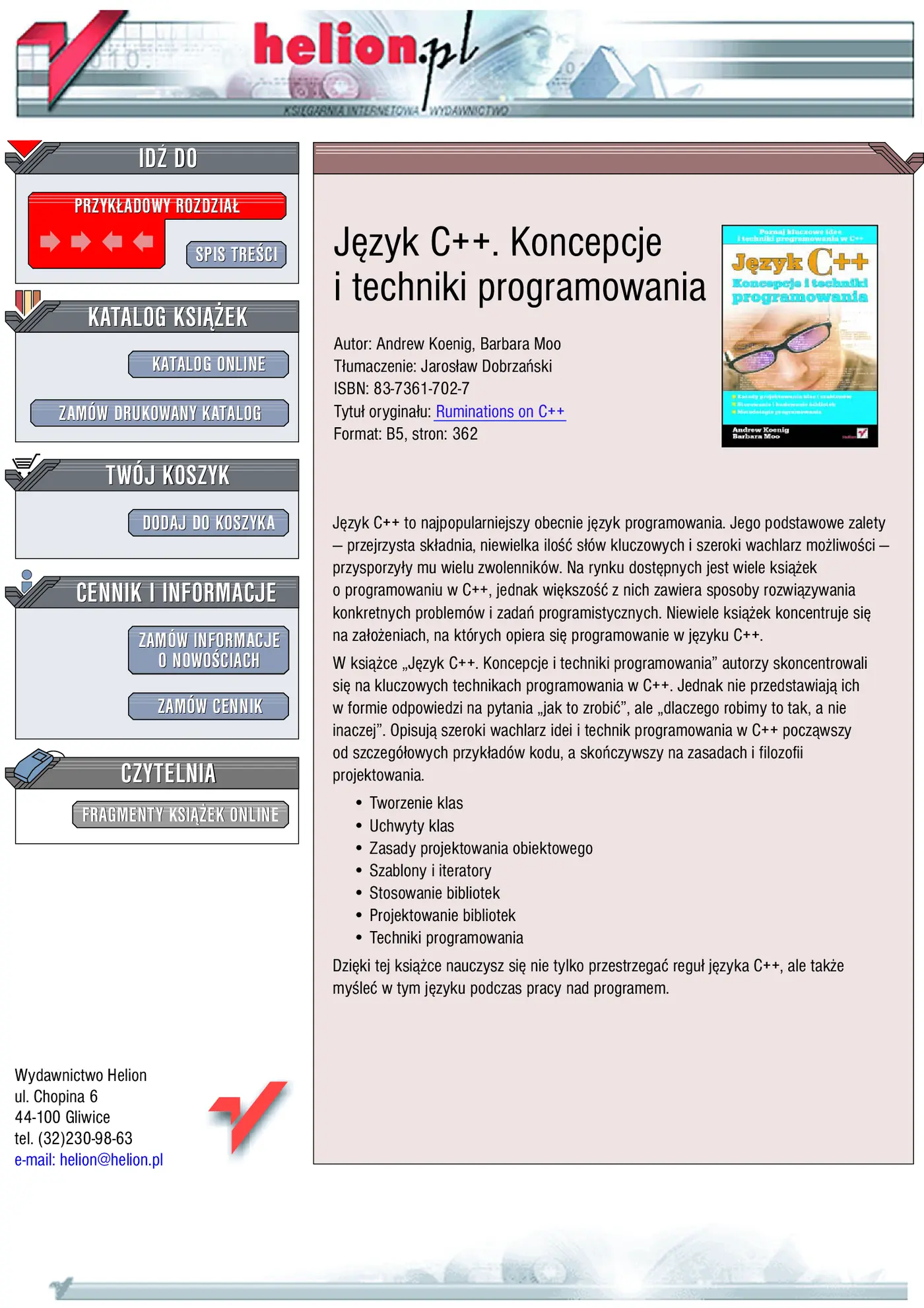 Fragment „Język C++. Koncepcje i techniki programowania” — strona 1 z 14