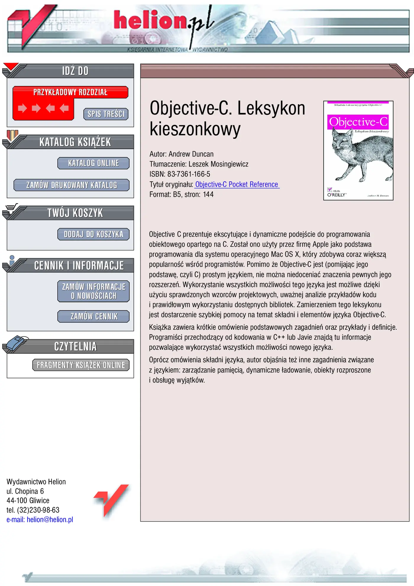 Fragment „Objective-C. Leksykon kieszonkowy” — strona 1 z 7