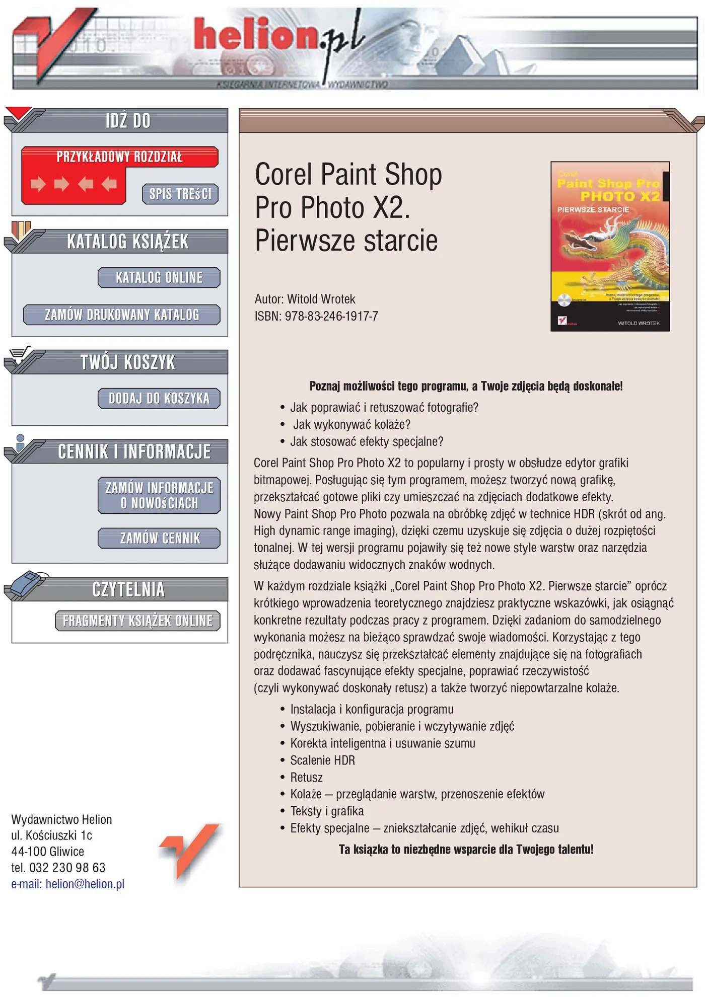 Fragment „Corel Paint Shop Pro Photo X2. Pierwsze starcie” — strona 1 z 16