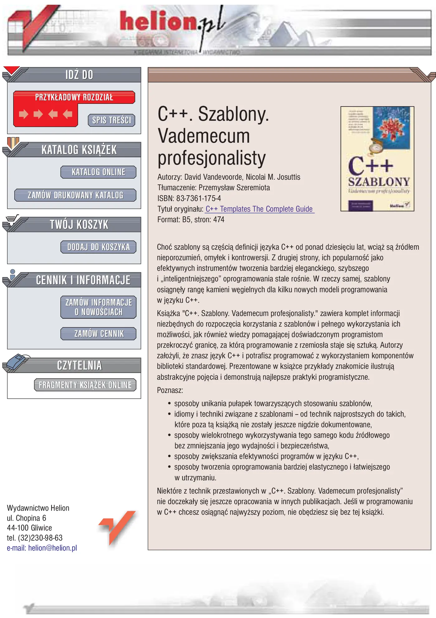 Fragment „C++. Szablony. Vademecum profesjonalisty” — strona 1 z 19