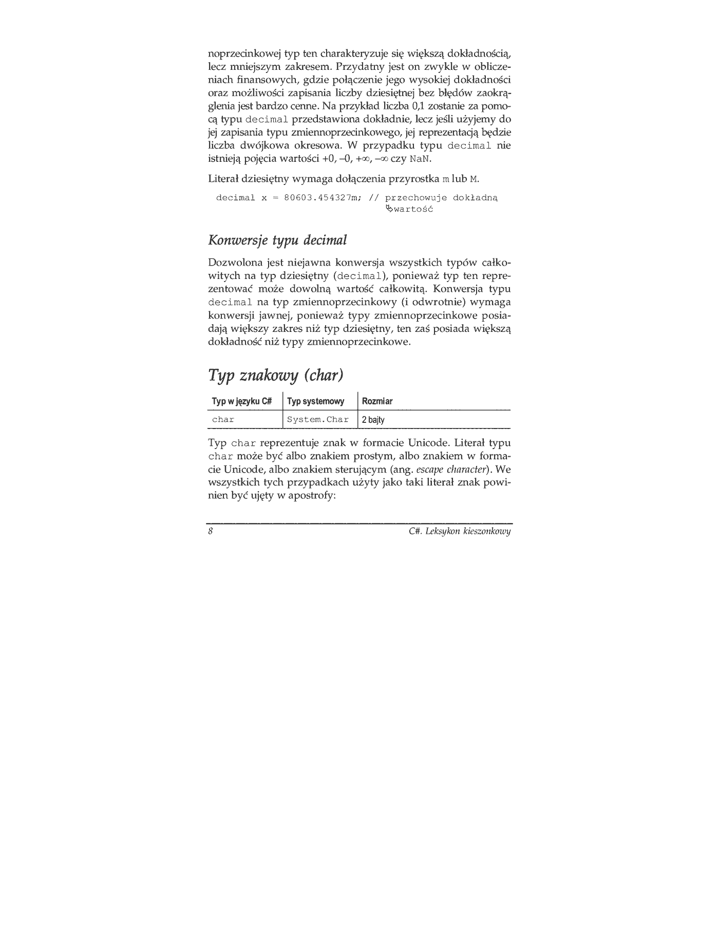 Fragment „C#. Leksykon kieszonkowy” — strona 11 z 13