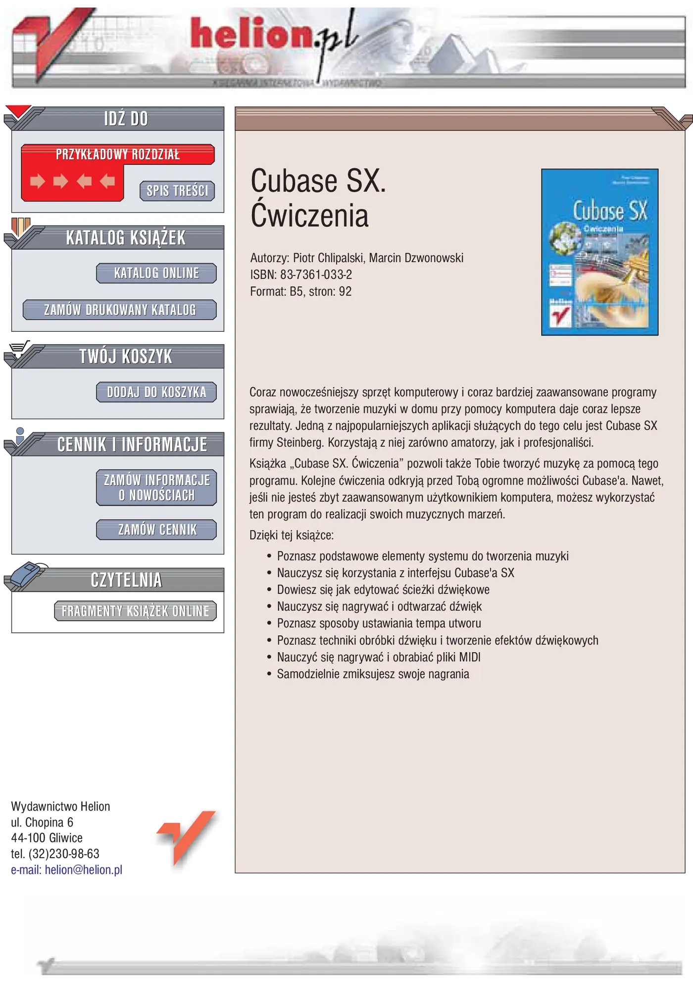 Fragment „Cubase SX. Ćwiczenia” — strona 1 z 11