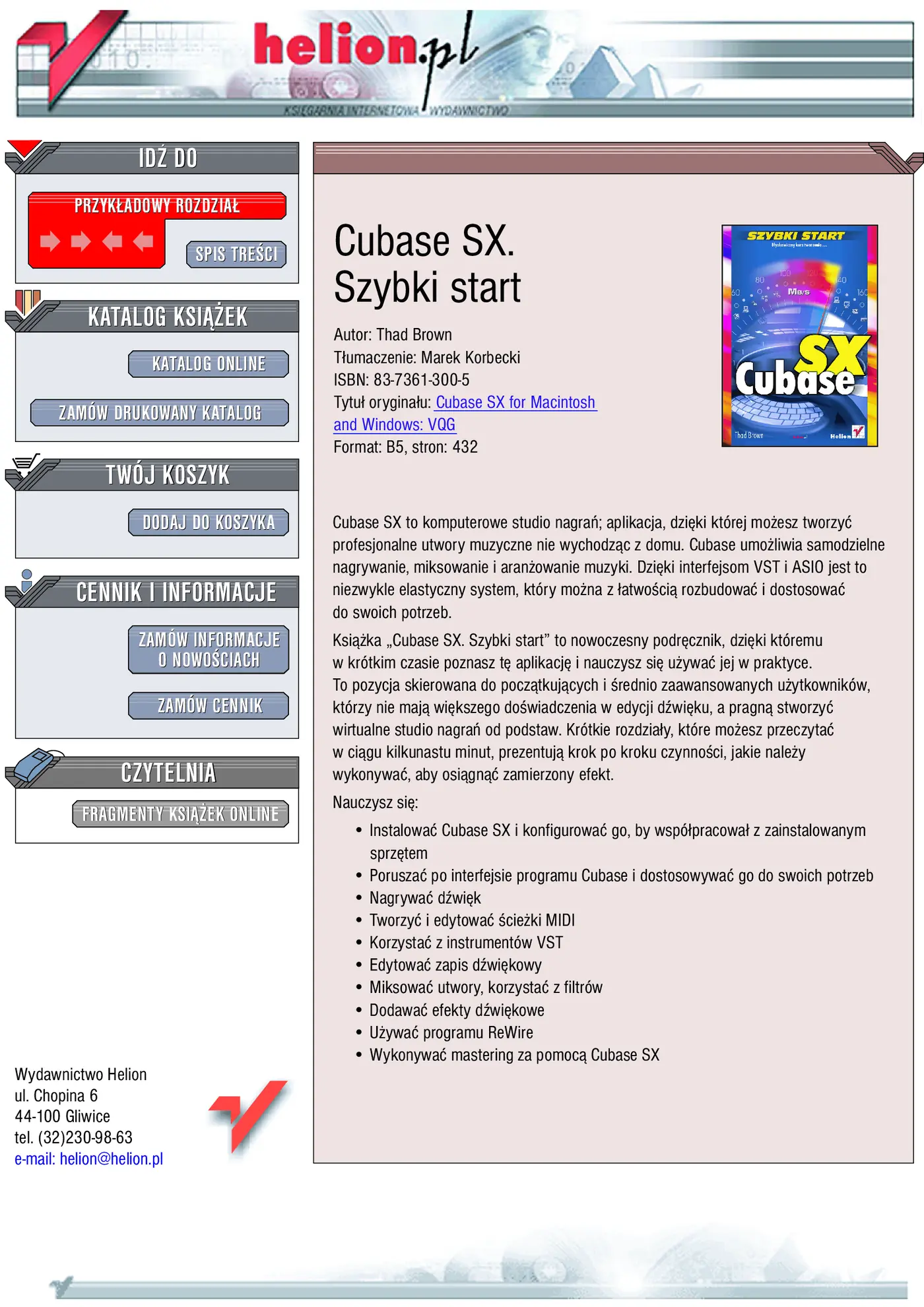 Fragment „Cubase SX. Szybki start” — strona 1 z 30