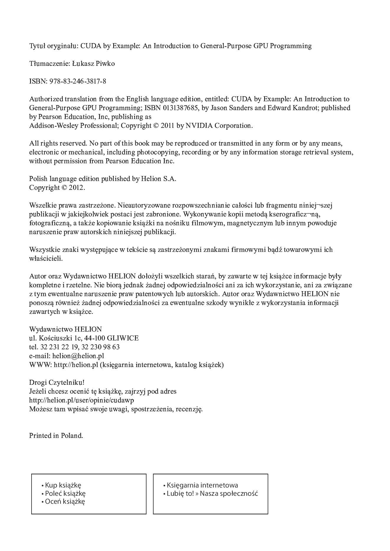 Fragment „CUDA w przykładach. Wprowadzenie do ogólnego programowania procesorów GPU” — strona 2 z 31