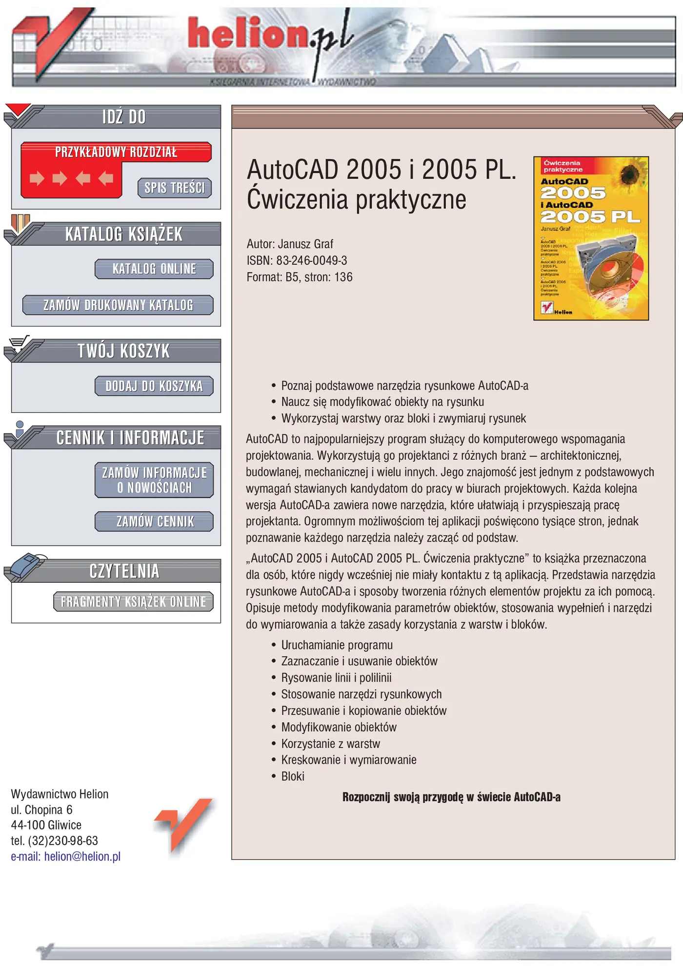 Fragment „AutoCAD 2005 i 2005 PL. Ćwiczenia praktyczne” — strona 1 z 9