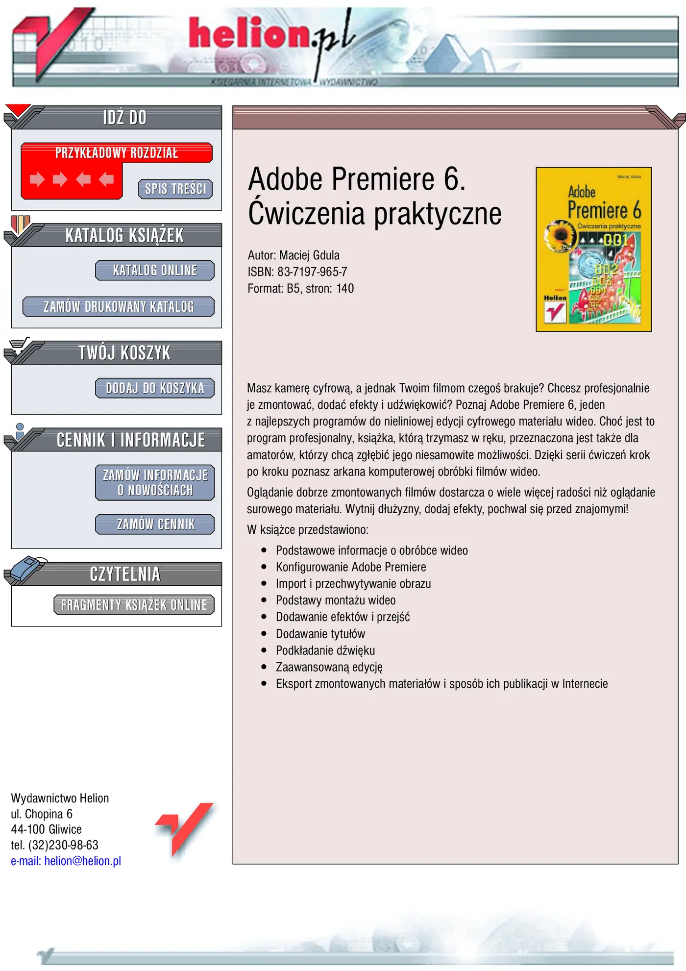Fragment „Adobe Premiere 6. Ćwiczenia praktyczne” — strona 1 z 18