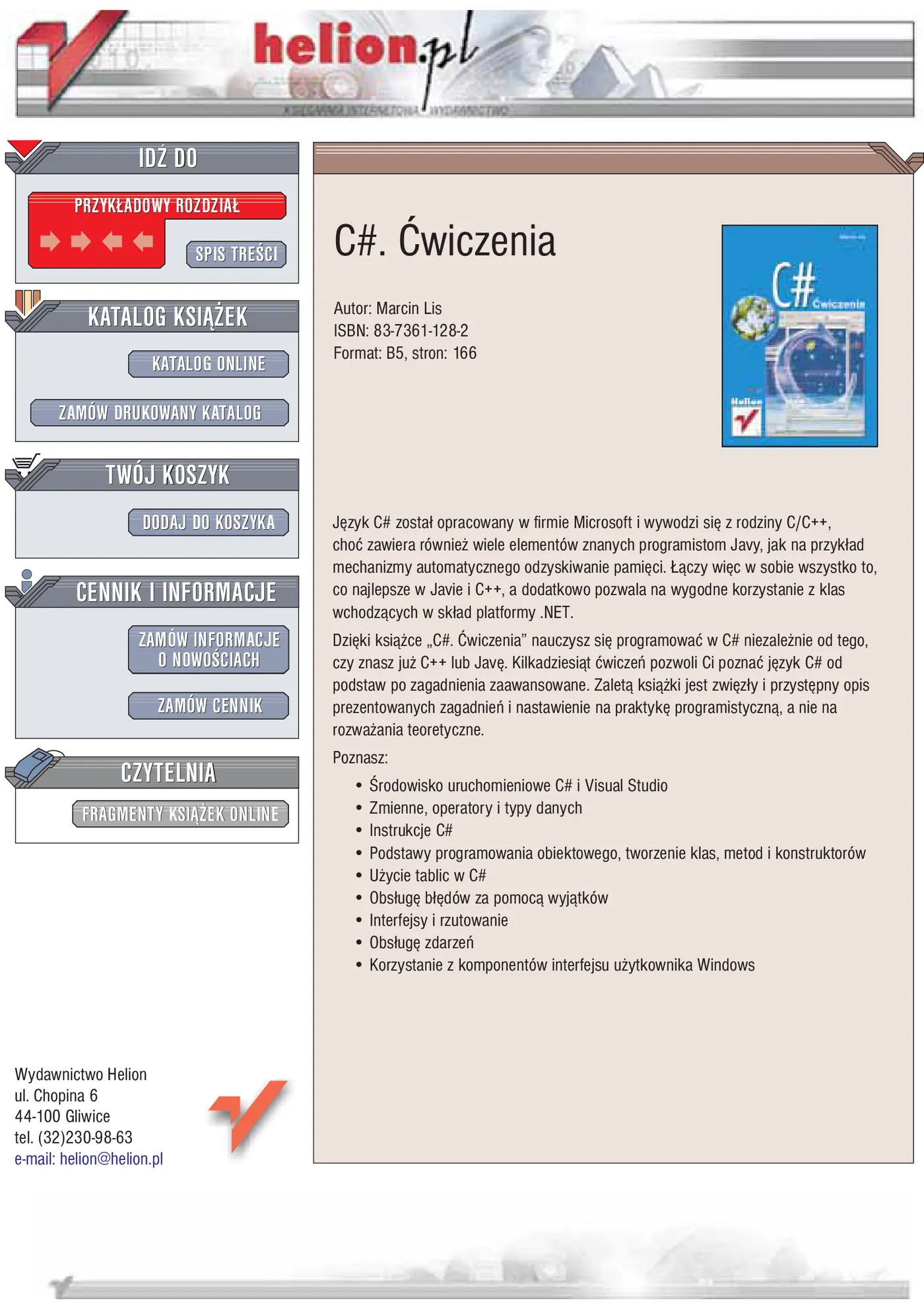 Fragment „C#. Ćwiczenia” — strona 1 z 28