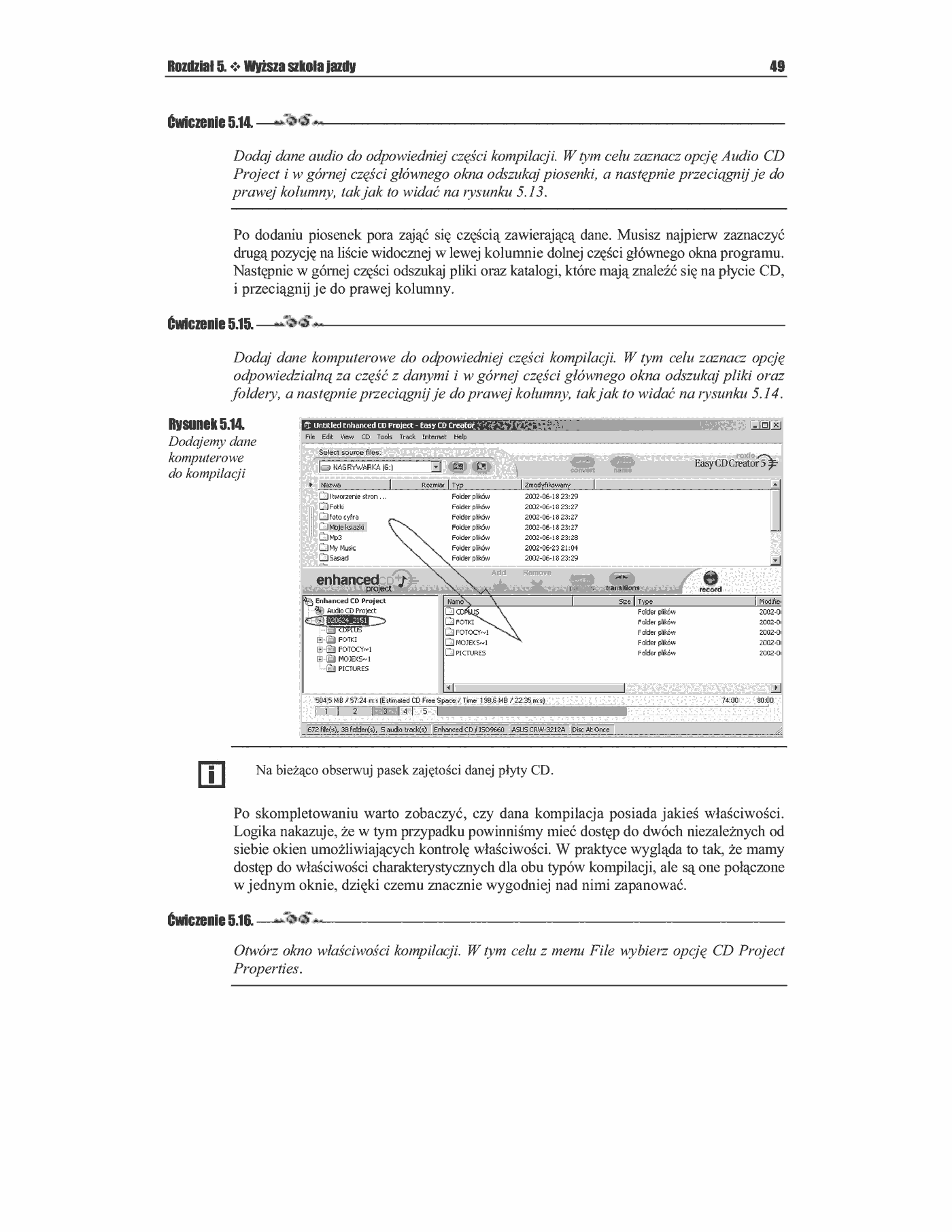 Fragment „Easy CD Creator. Nagrywanie płyt CD. Ćwiczenia praktyczne” — strona 13 z 25