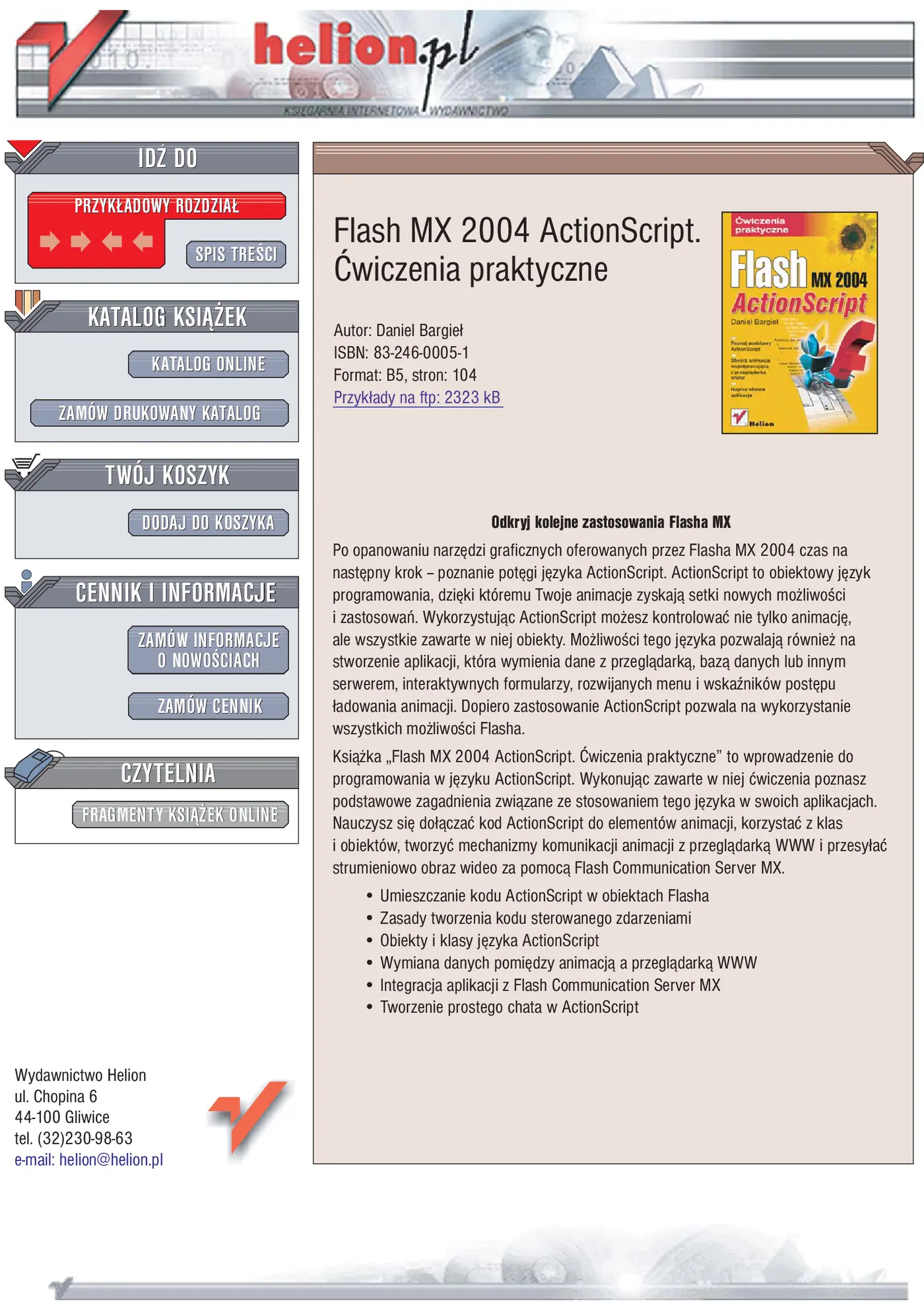 Fragment „Flash MX 2004 ActionScript. Ćwiczenia praktyczne” — strona 1 z 11
