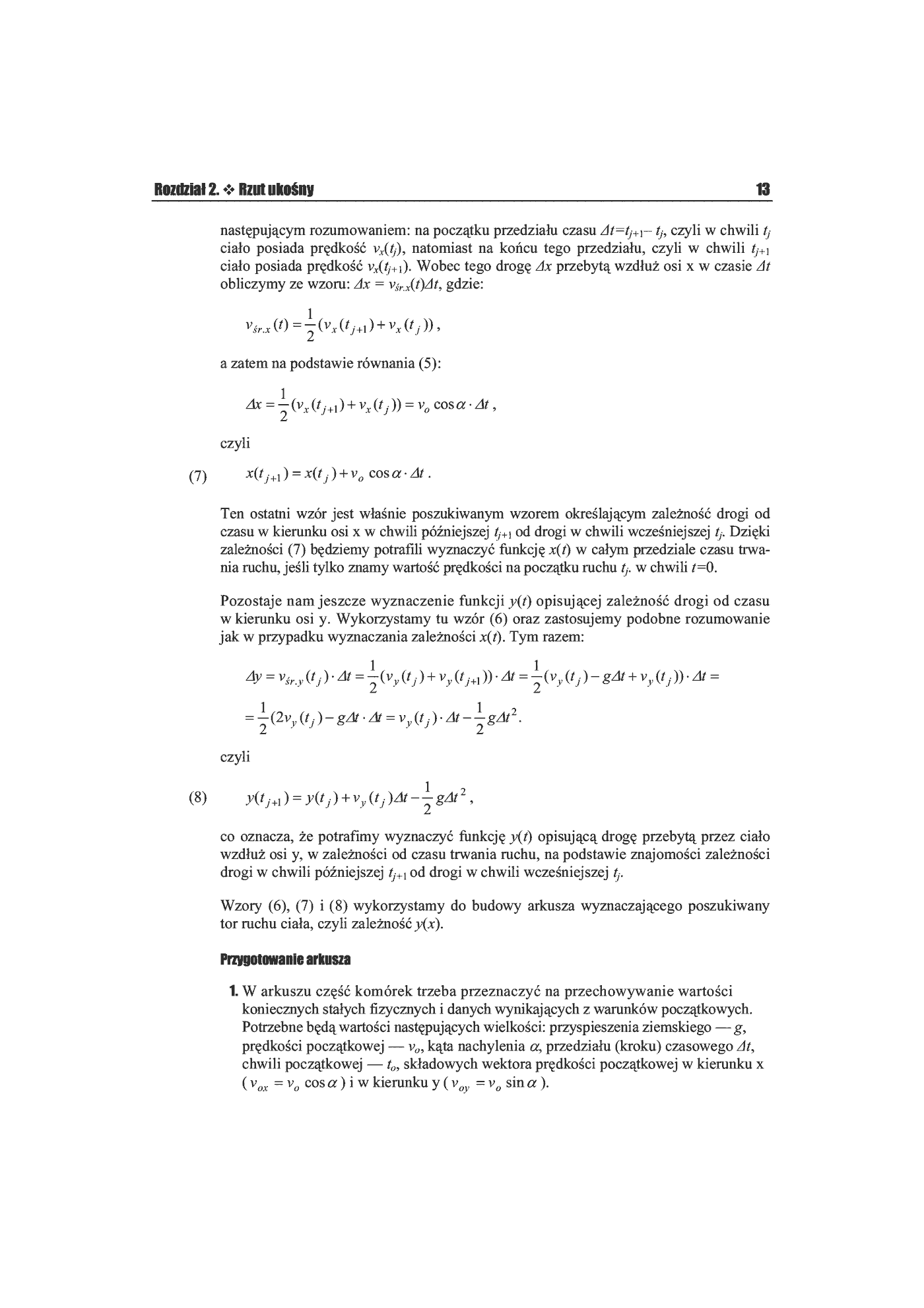 Fragment „Fizyka. Rozwiązywanie zadań w Excelu. Ćwiczenia praktyczne” — strona 5 z 8