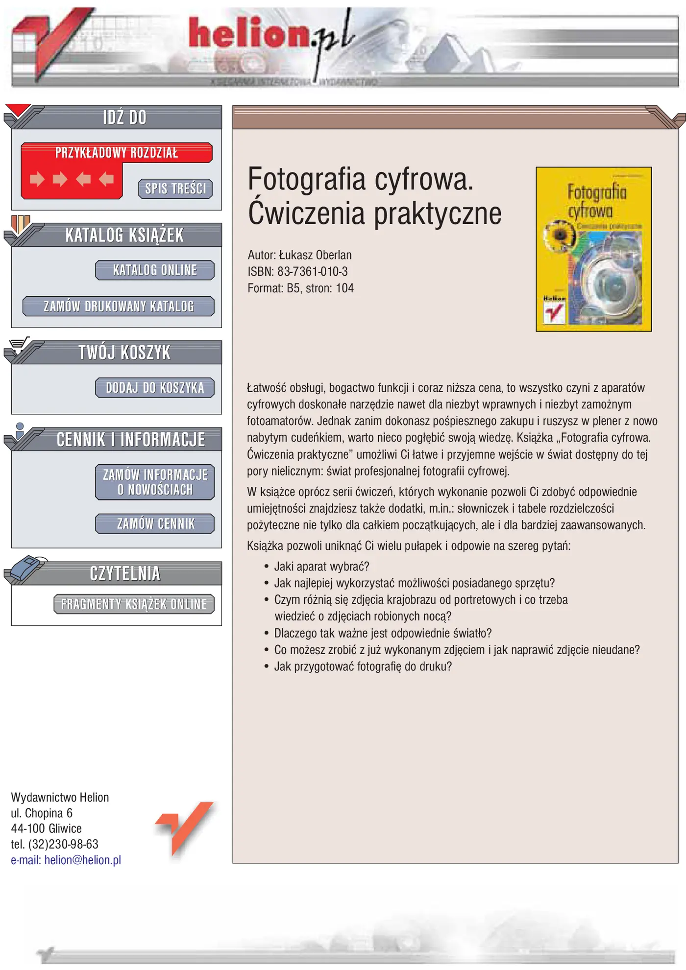 Fragment „Fotografia cyfrowa. Ćwiczenia praktyczne” — strona 1 z 10