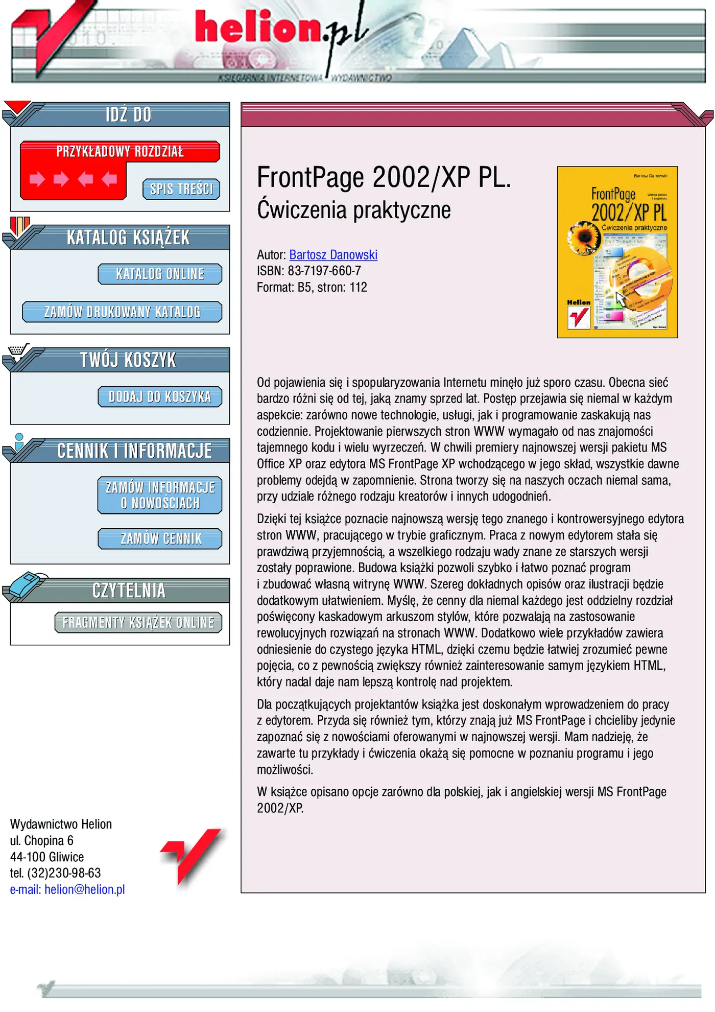 Fragment „FrontPage 2002/XP PL. Ćwiczenia praktyczne” — strona 1 z 17